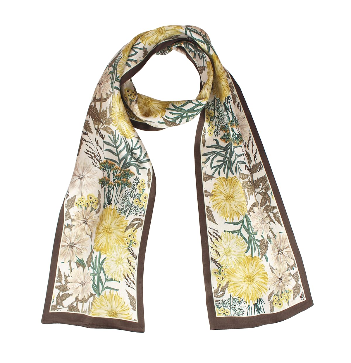 ANDANTINO 100% Silk Scarf for Women 59”*6.3” Long Shawls for Headscarf and Neck- Oblong Hair Wraps with Gift Packed