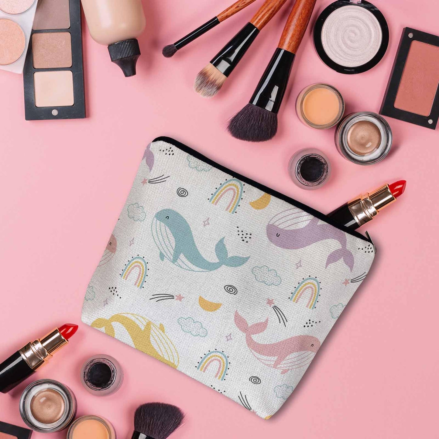 Lobster Cosmetic Travel Bag For Toiletries, Cartoon Lobster Ocean Sea Wave Makeup Bag Toiletry Bags For Women, Flax Cosmetic Bags Make Up Bag Purse Toiletries Bag Birthday Gift