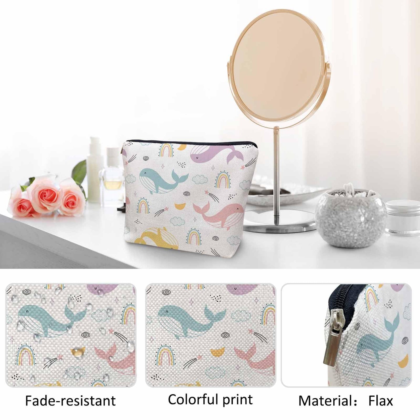 Lobster Cosmetic Travel Bag For Toiletries, Cartoon Lobster Ocean Sea Wave Makeup Bag Toiletry Bags For Women, Flax Cosmetic Bags Make Up Bag Purse Toiletries Bag Birthday Gift