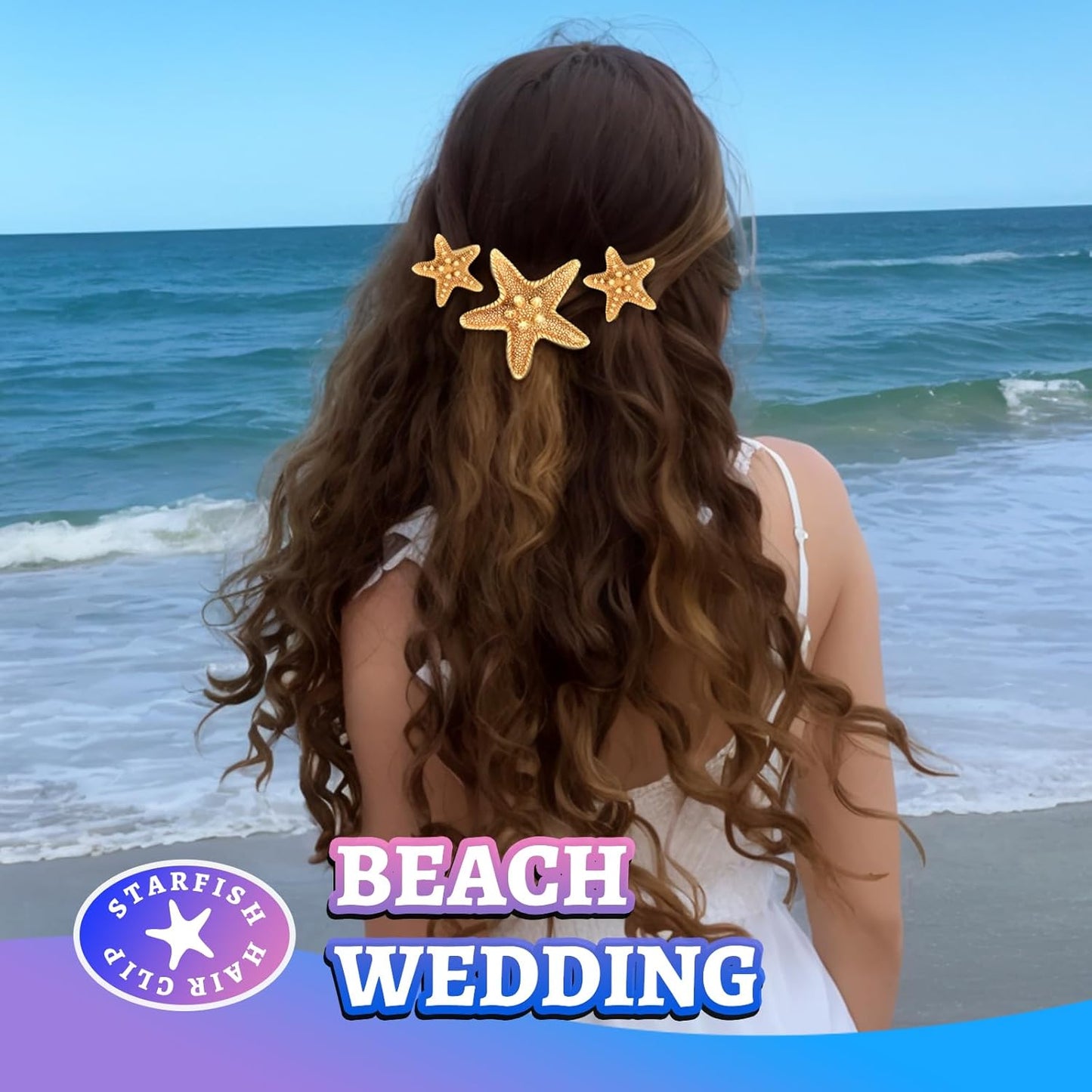 YGDZ Starfish Hair Clip, 4PCS Starfish Hair Clips Mermaid Hair Accessories, 1PCS Face Body Glitter, Mermaid Costume Women, Seashell Hair Clip, Mermaid Outfit for Women, Girls