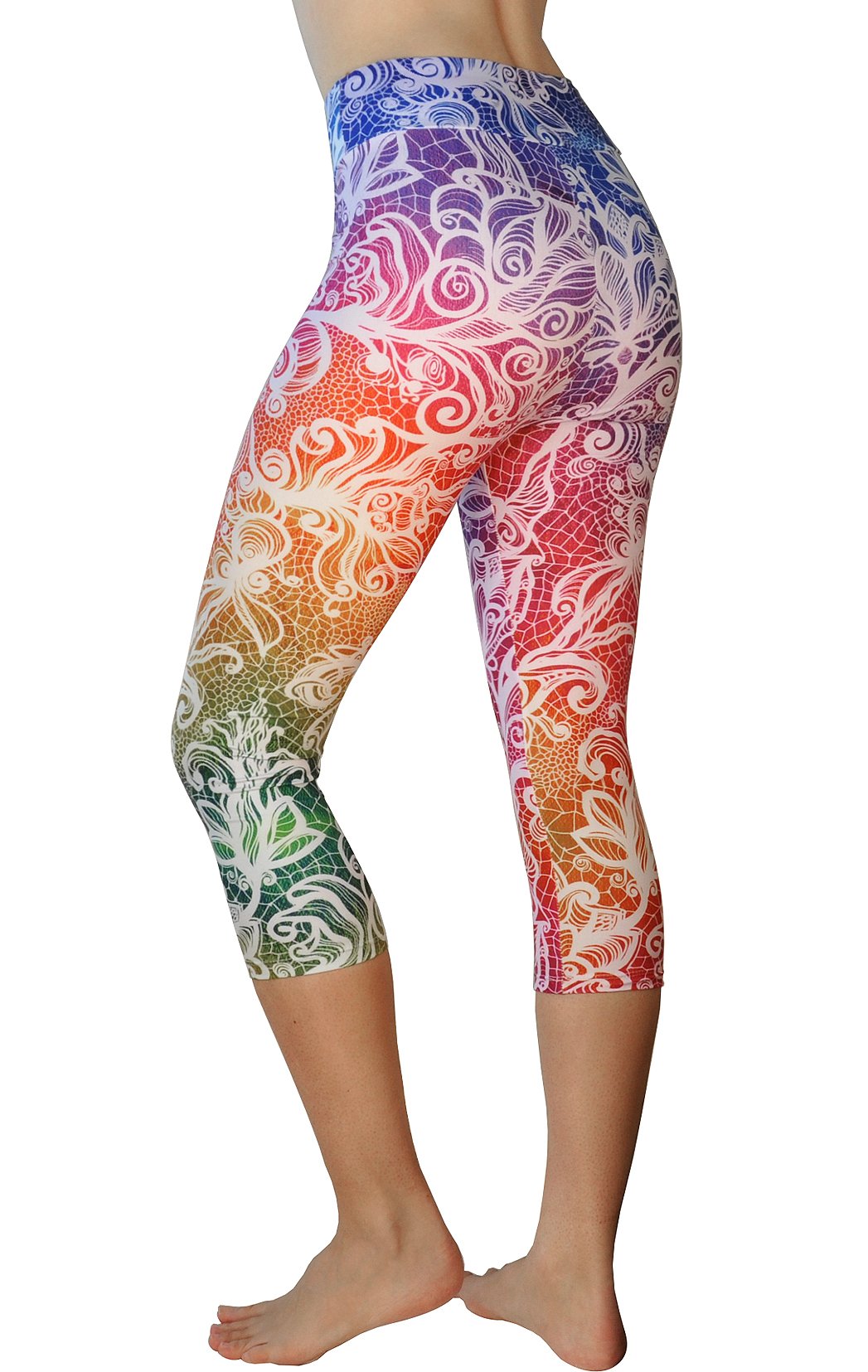 Comfy Yoga Pants - Workout Capris - High Waist Workout Leggings for Women - Lightweight Printed Yoga Legging - Size S/M 4-10