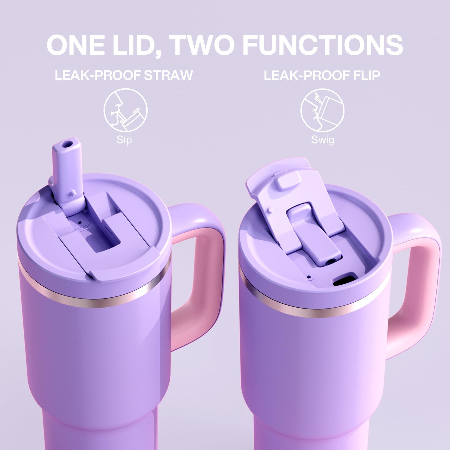 32 oz Tumbler with Handle and Straw: Stainless Steel Insulated Tumbler Keeps Cold for 24 Hours, Leakproof Travel Cup Fits in Cup Holder and BPA-Free, Aquamarine Blue