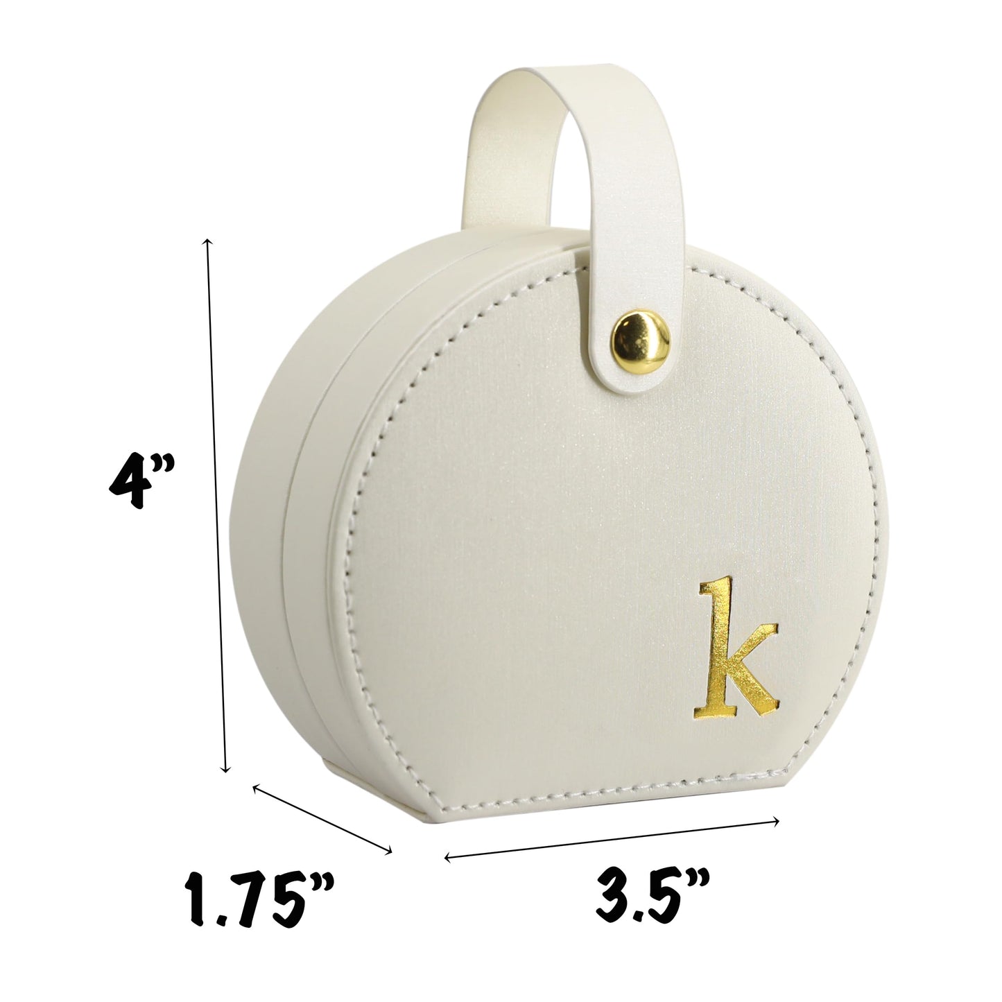 COLLECTIVE HOME - Travel Jewelry Case, Elegant Half-Moon Design with Gold Monogram, Detachable Handle, Personalized Accessory Organizer, Gift for Fashion-Forward Women and Teens (s)