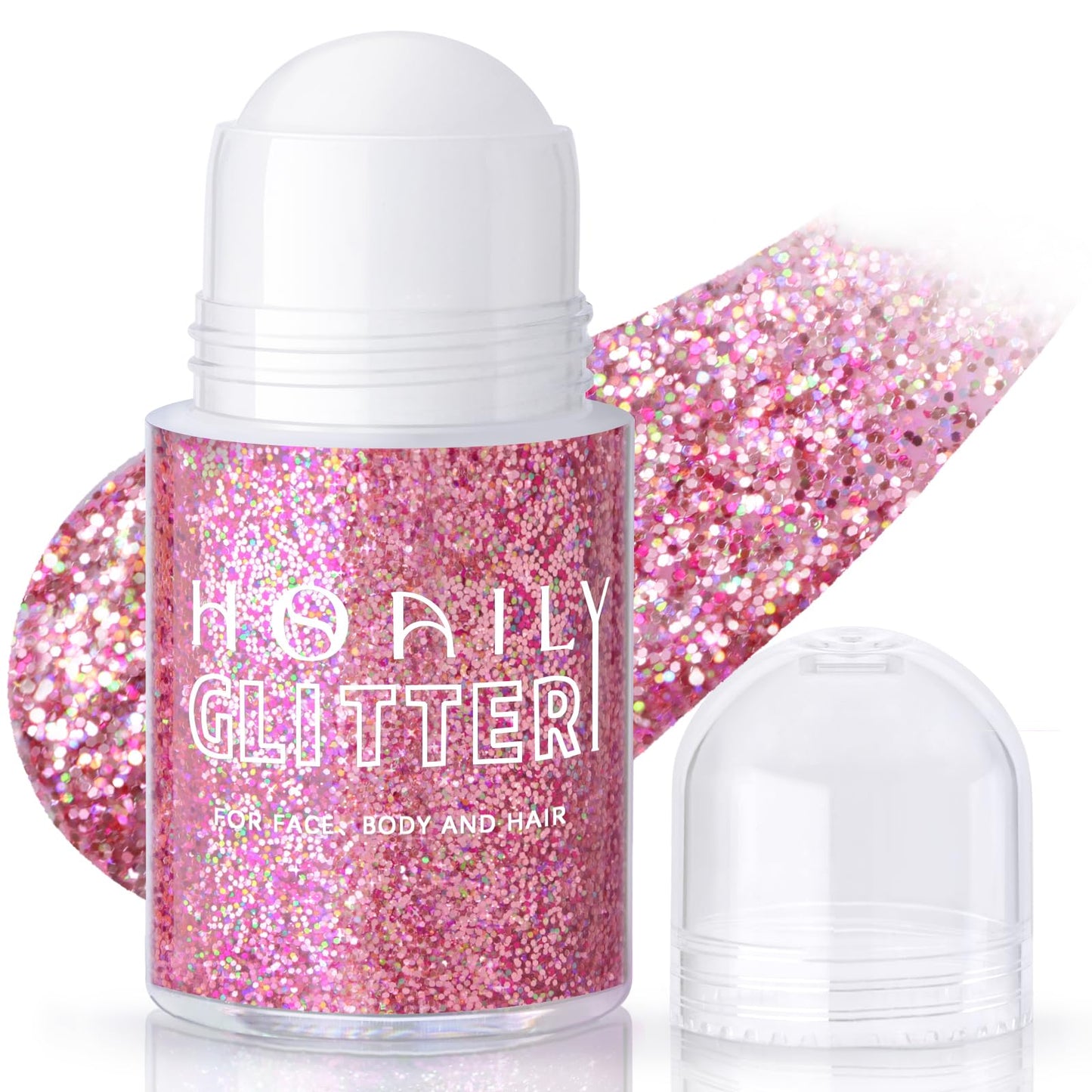 Roll-on Holographic Body Glitter Gel for Face Hair, Chameleon Color Changing Glitter Gel Under Light, Chunky Mermaid Sequins Festival Party Rave Accessories Shimmer Makeup (8# Sparkling Pink)