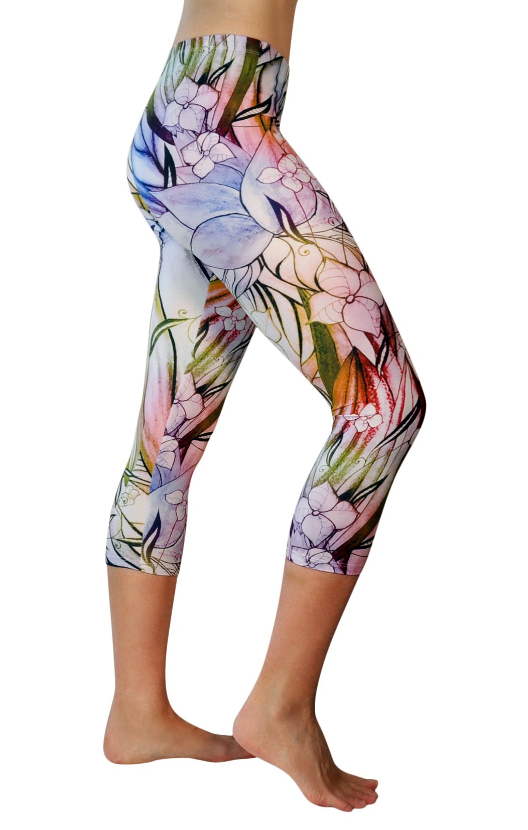 Comfy Yoga Pants - Workout Capris - High Waist Workout Leggings for Women - Lightweight Printed Yoga Legging - Size S/M 4-10
