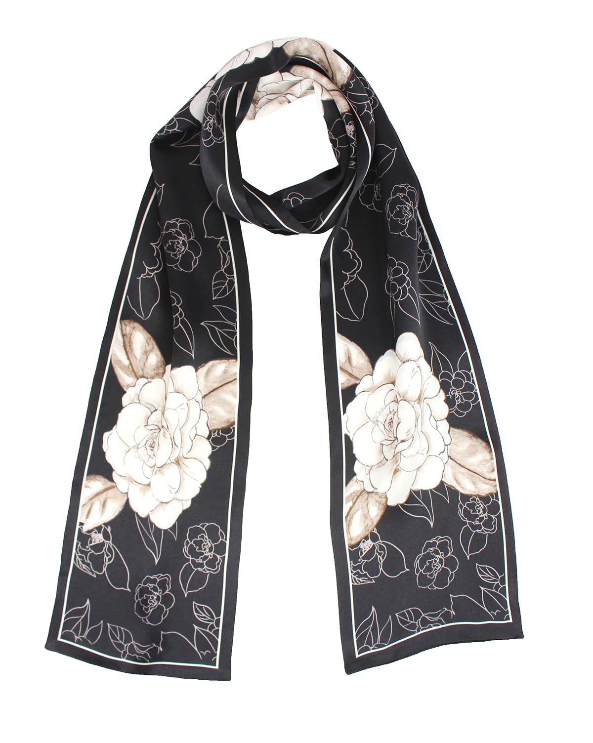 ANDANTINO 100% Silk Scarf for Women 59”*6.3” Long Shawls for Headscarf and Neck- Oblong Hair Wraps with Gift Packed