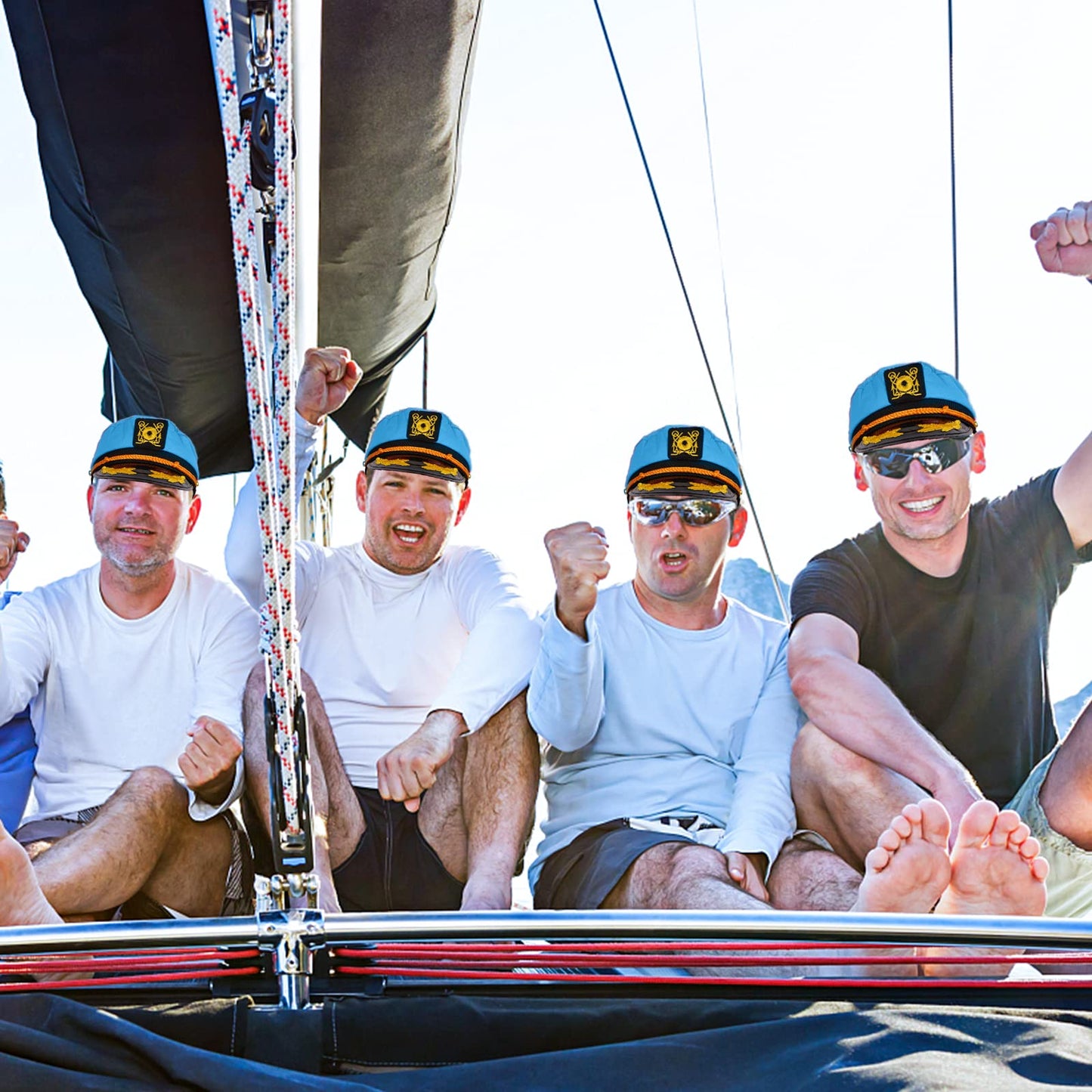 dodowin Captain Hat for Men Women Adjustable Sailor Hats Boat Cruise Yacht Rock Party Costume Beach Essential Hawaiian Outfit