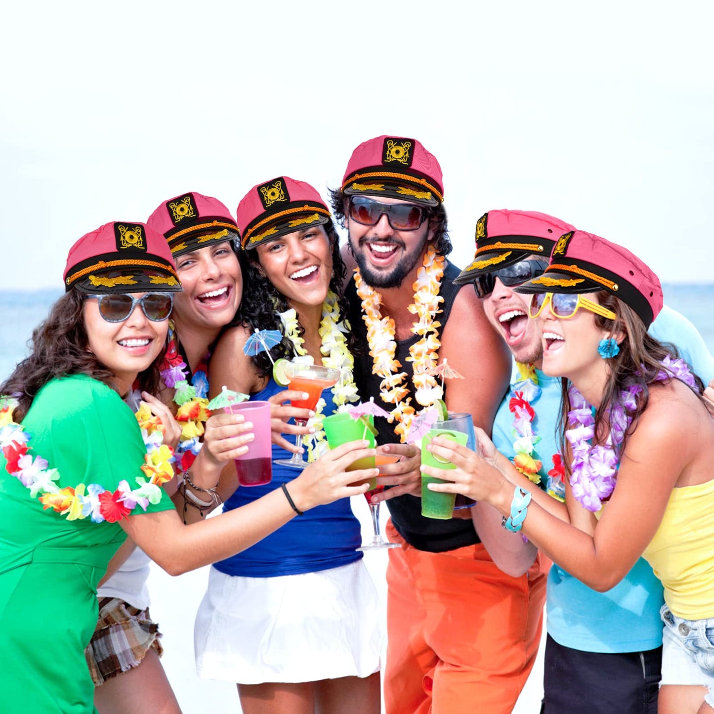 dodowin Captain Hat for Men Women Adjustable Sailor Hats Boat Cruise Yacht Rock Party Costume Beach Essential Hawaiian Outfit