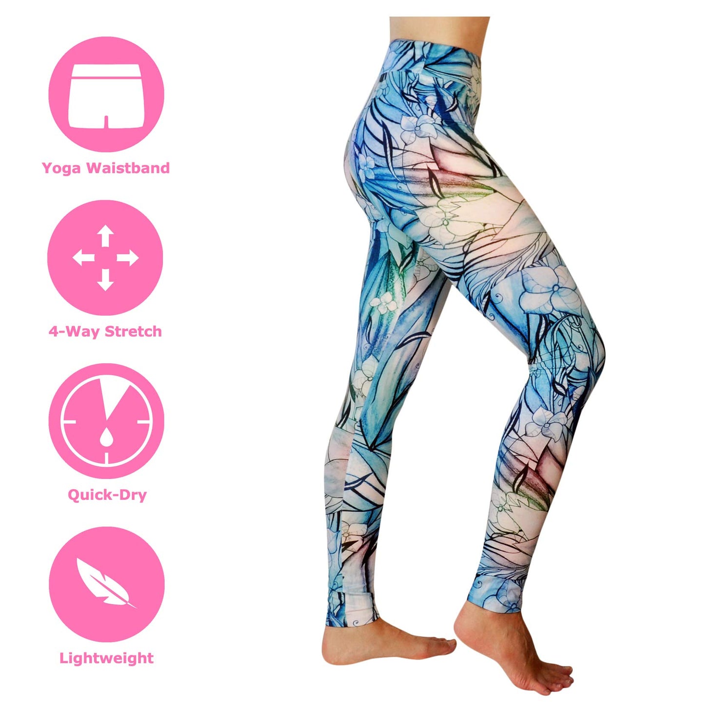 Comfy Yoga Pants - Workout Capris - High Waist Workout Leggings for Women - Lightweight Printed Yoga Legging - Size S/M 4-10