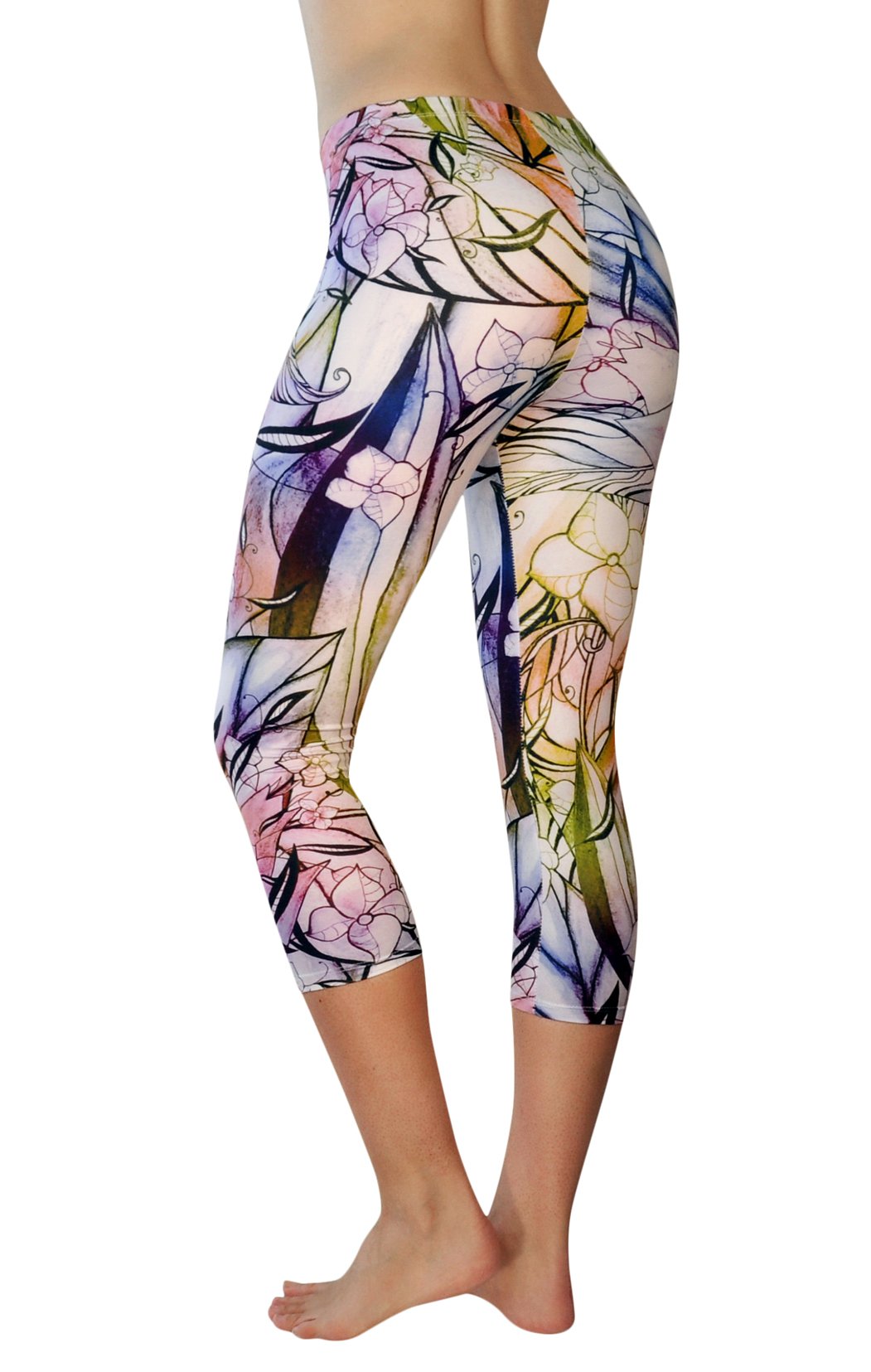 Comfy Yoga Pants - Workout Capris - High Waist Workout Leggings for Women - Lightweight Printed Yoga Legging - Size S/M 4-10