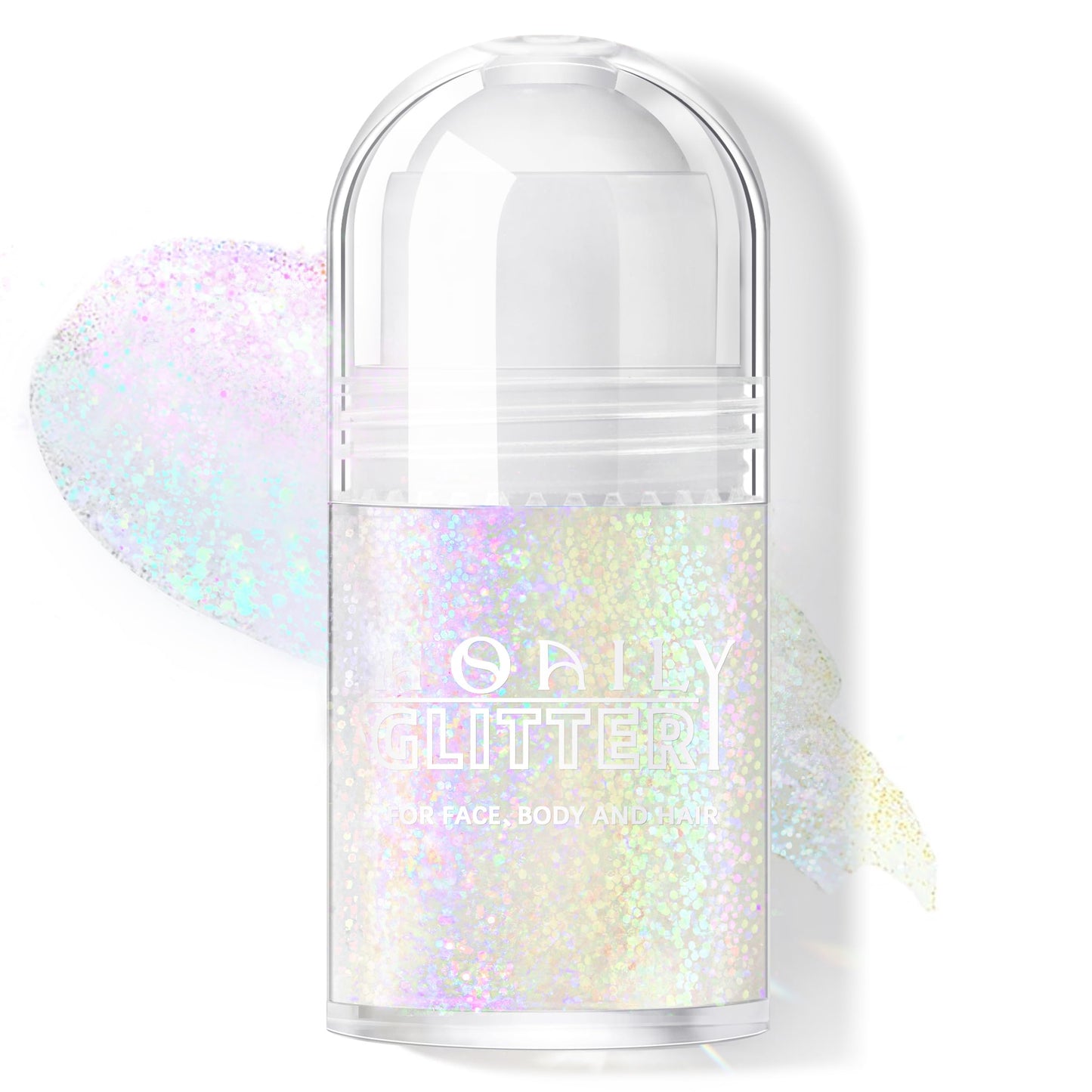 Roll-on Holographic Body Glitter Gel for Face Hair, Chameleon Color Changing Glitter Gel Under Light, Chunky Mermaid Sequins Festival Party Rave Accessories Shimmer Makeup (8# Sparkling Pink)