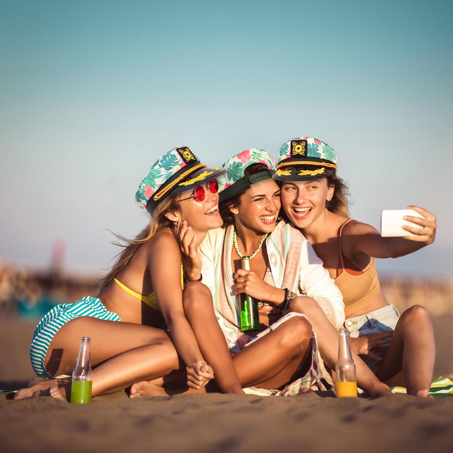 dodowin Captain Hat for Men Women Adjustable Sailor Hats Boat Cruise Yacht Rock Party Costume Beach Essential Hawaiian Outfit