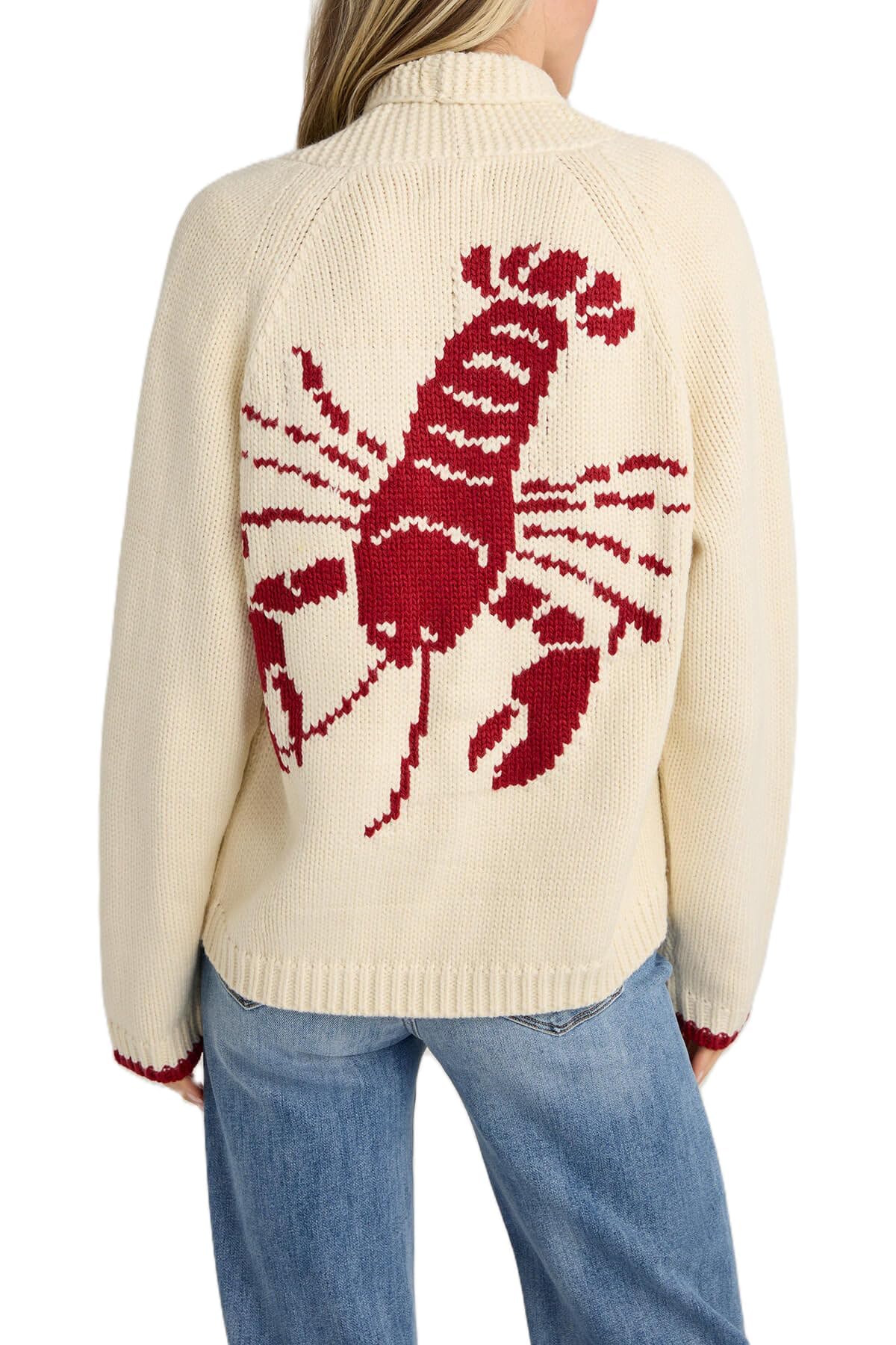 Women Lobster Knit Sweater Cardigan Y2k Long Sleeve Graphic Knitted Cardigans Goth Vintage Knitwear Fall Winter