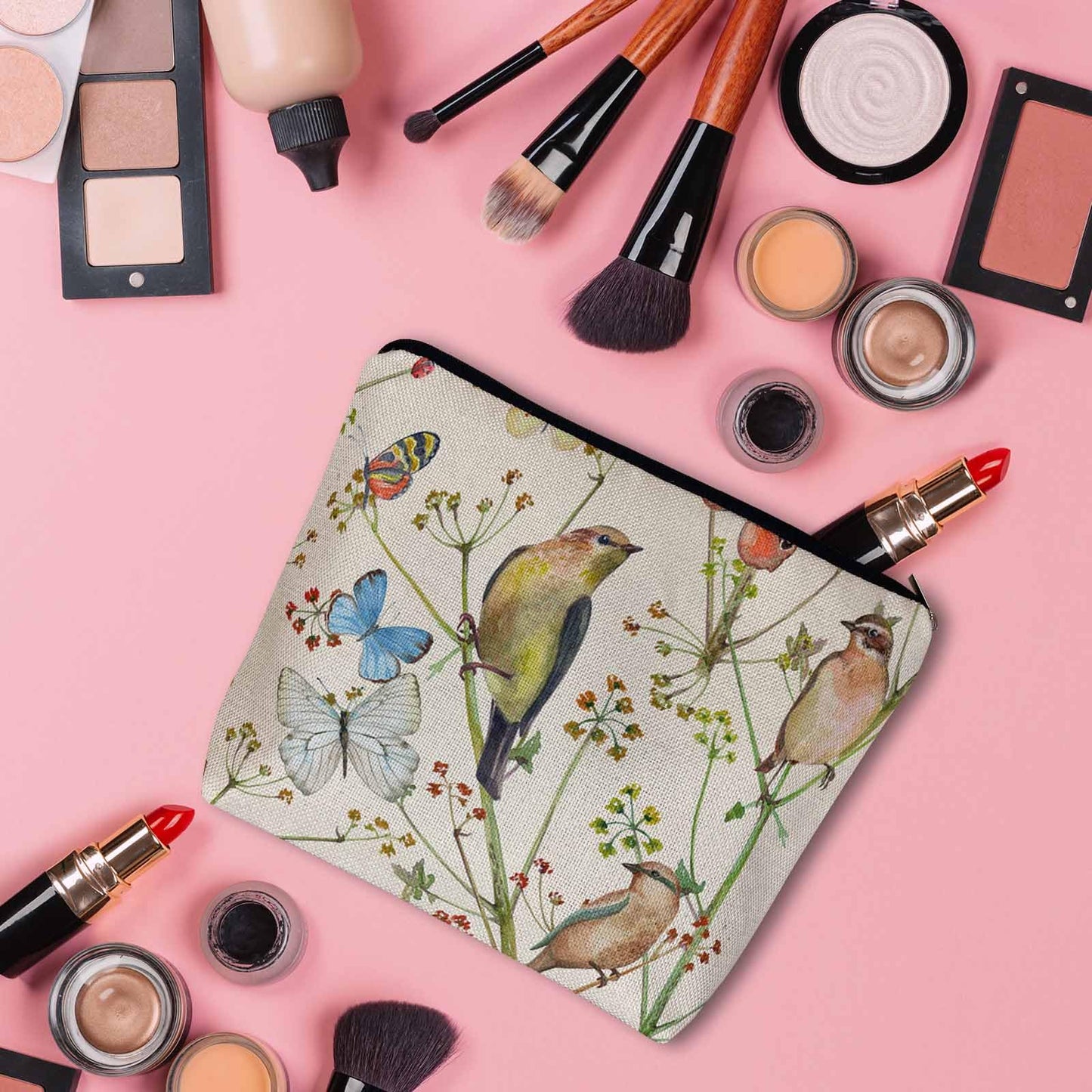 Lobster Cosmetic Travel Bag For Toiletries, Cartoon Lobster Ocean Sea Wave Makeup Bag Toiletry Bags For Women, Flax Cosmetic Bags Make Up Bag Purse Toiletries Bag Birthday Gift