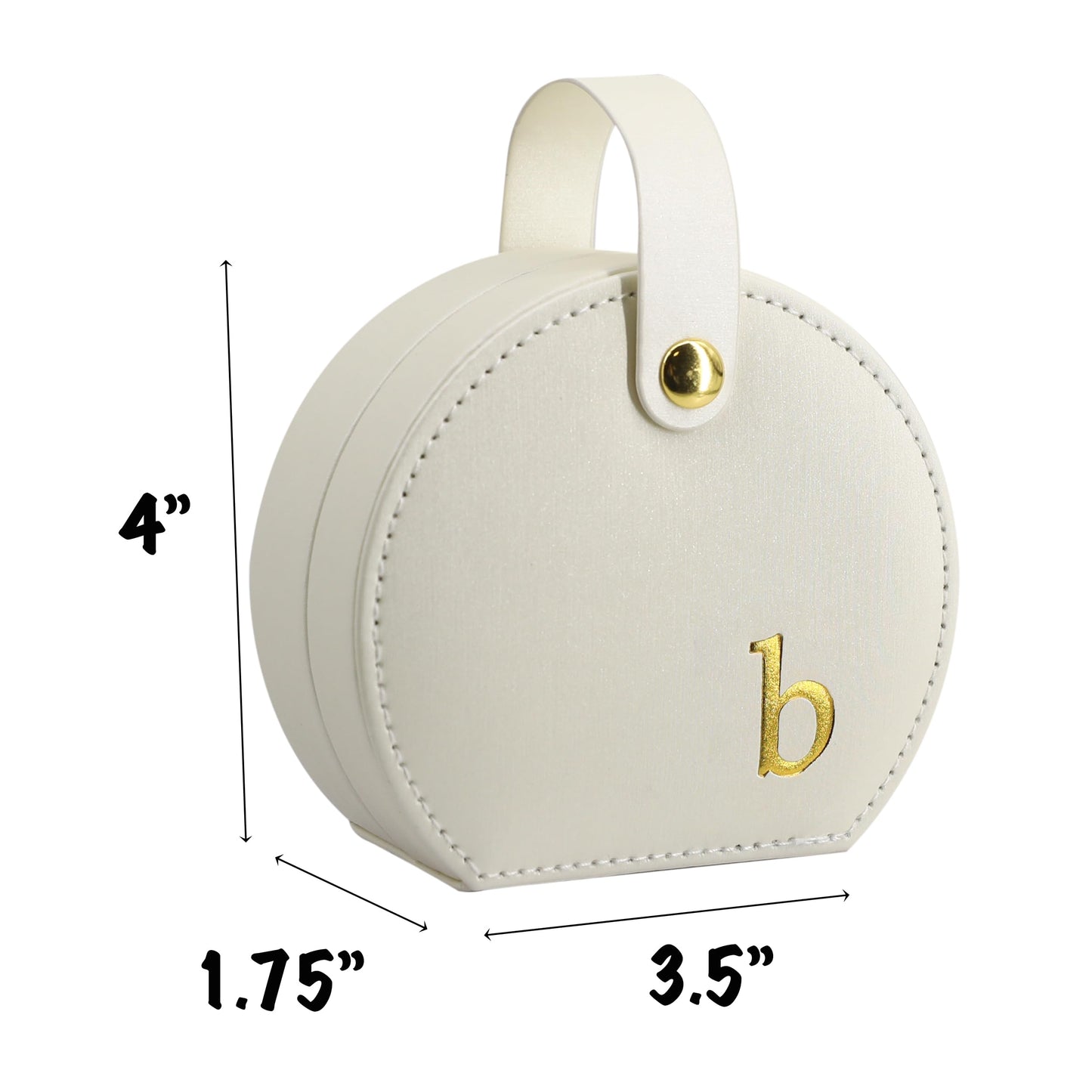 COLLECTIVE HOME - Travel Jewelry Case, Elegant Half-Moon Design with Gold Monogram, Detachable Handle, Personalized Accessory Organizer, Gift for Fashion-Forward Women and Teens (s)