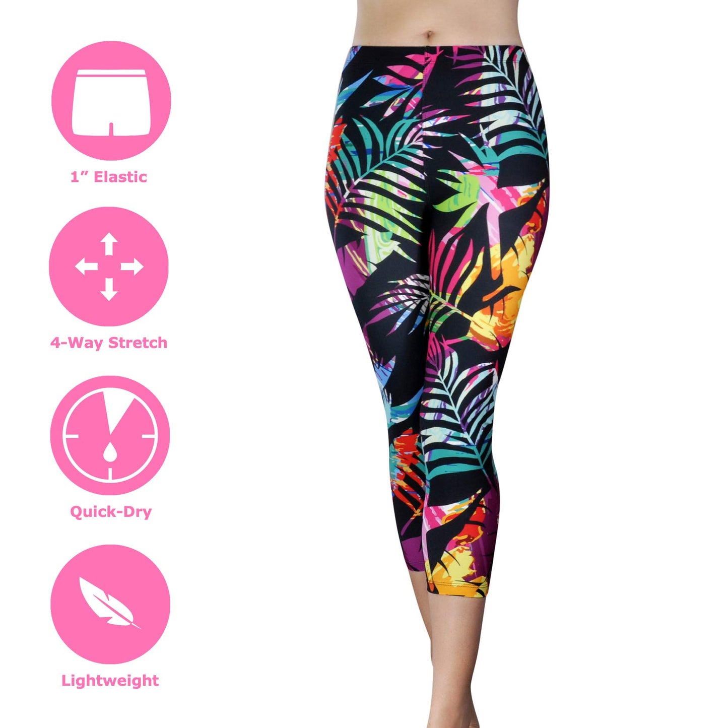 Comfy Yoga Pants - Workout Capris - High Waist Workout Leggings for Women - Lightweight Printed Yoga Legging - Size S/M 4-10