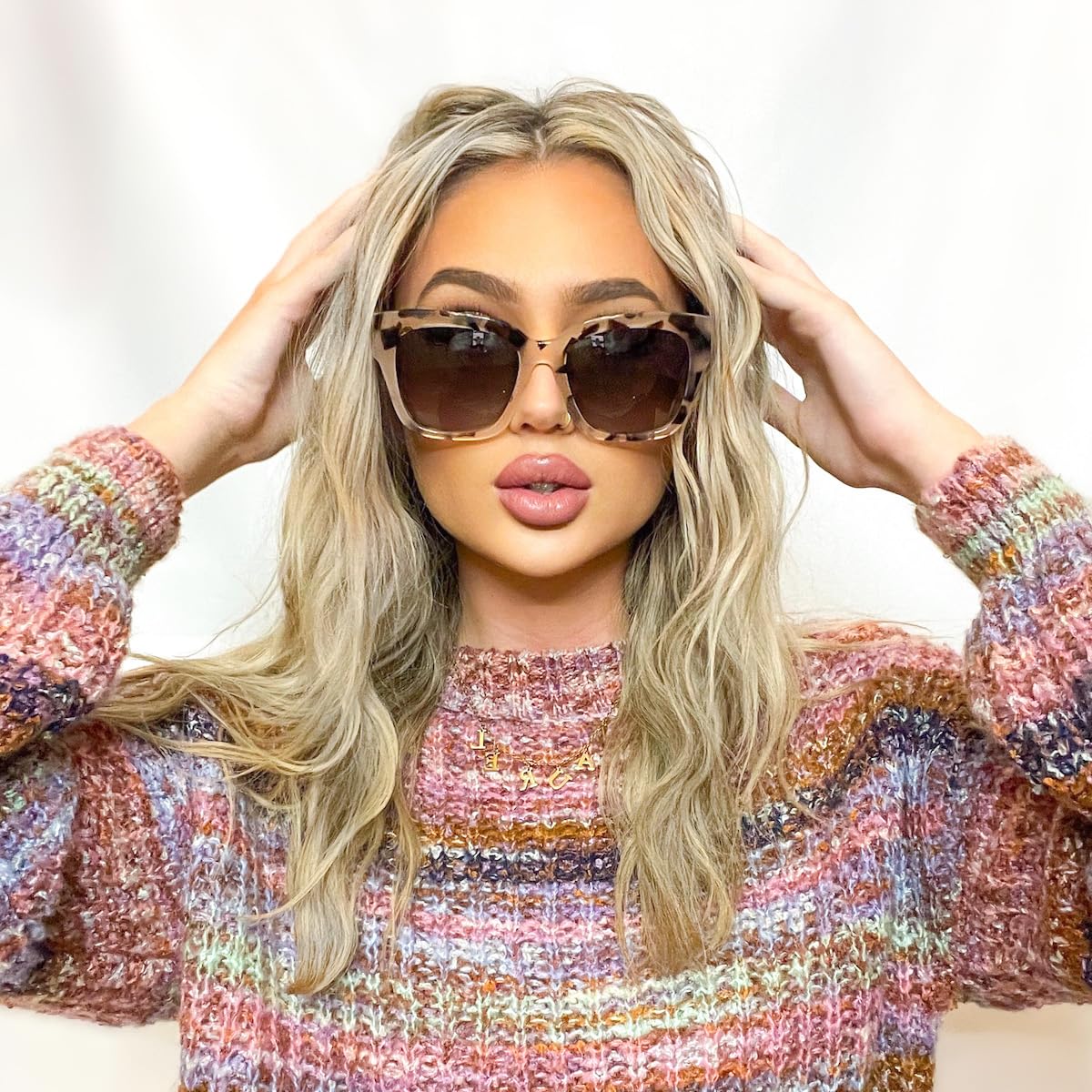 DIFF Bella Designer Square Oversized Sunglasses for Women UV400 Protection, Tortoise frame w/giftable travel case