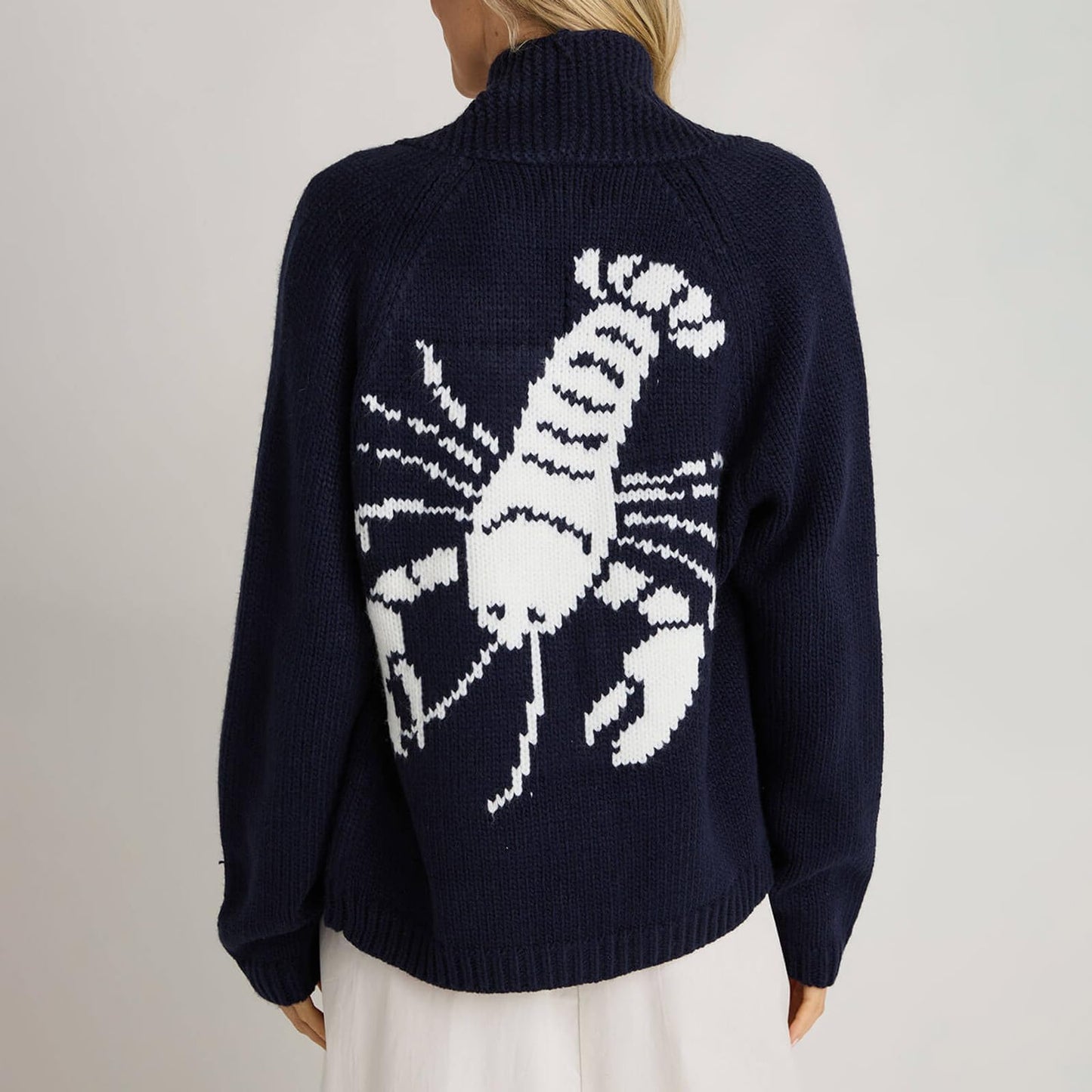 Women Lobster Knit Sweater Cardigan Y2k Long Sleeve Graphic Knitted Cardigans Goth Vintage Knitwear Fall Winter