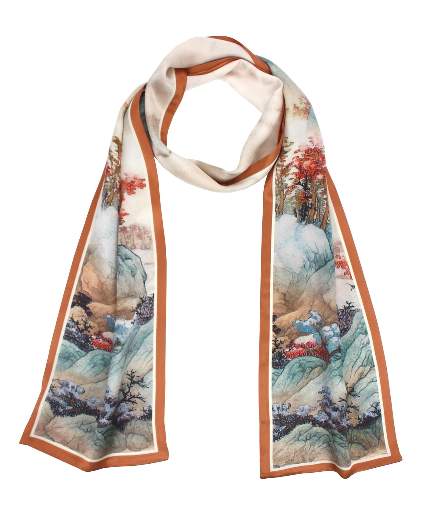 ANDANTINO 100% Silk Scarf for Women 59”*6.3” Long Shawls for Headscarf and Neck- Oblong Hair Wraps with Gift Packed