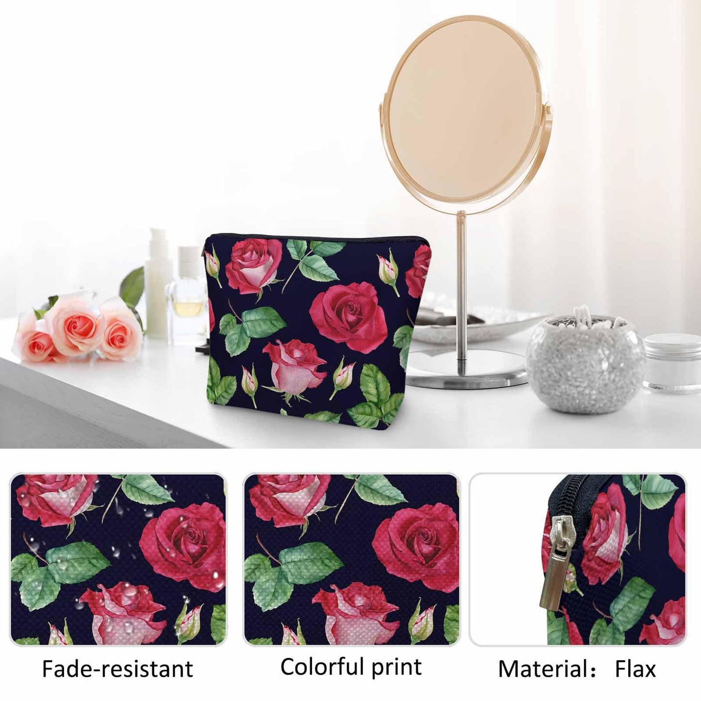 Lobster Cosmetic Travel Bag For Toiletries, Cartoon Lobster Ocean Sea Wave Makeup Bag Toiletry Bags For Women, Flax Cosmetic Bags Make Up Bag Purse Toiletries Bag Birthday Gift