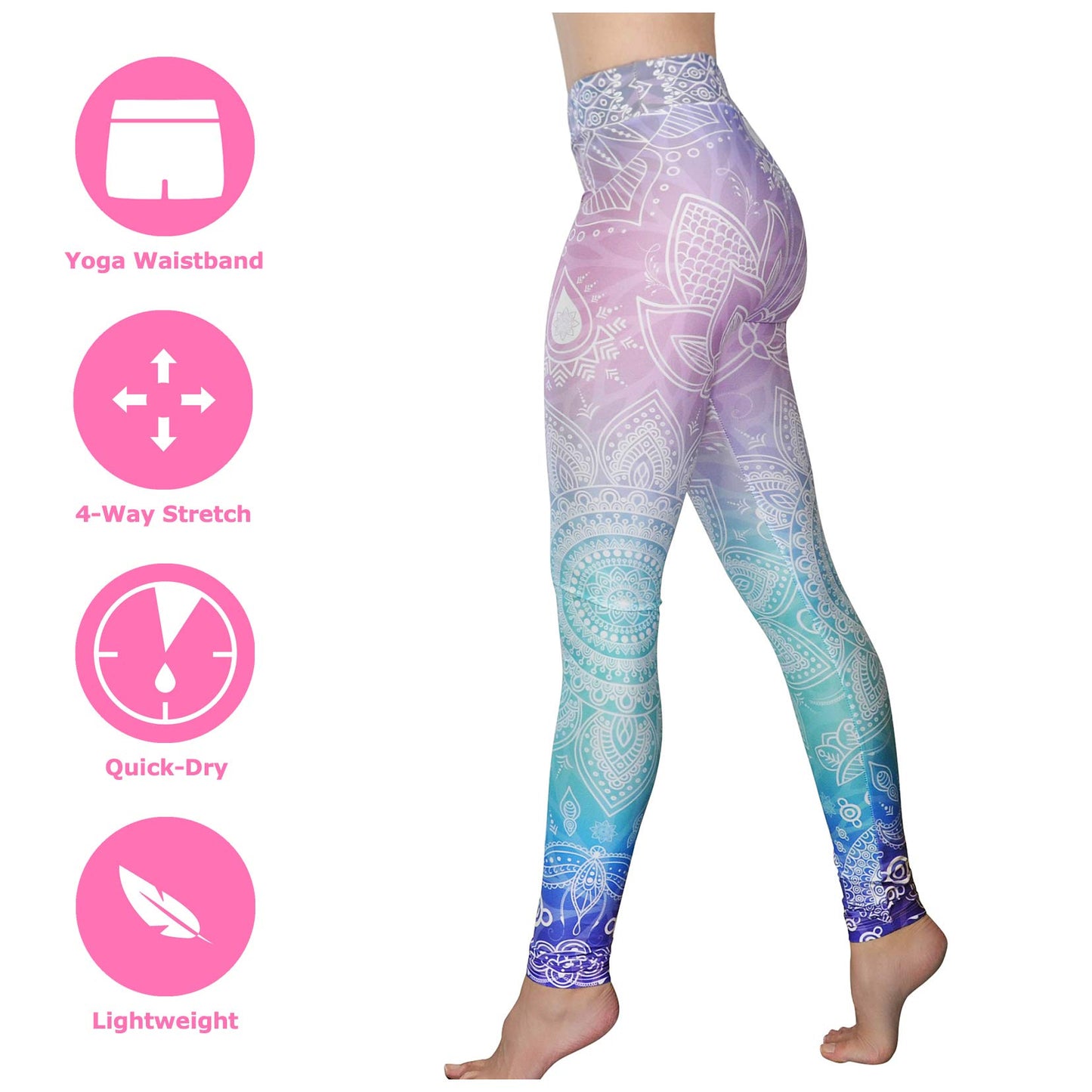 Comfy Yoga Pants - Workout Capris - High Waist Workout Leggings for Women - Lightweight Printed Yoga Legging - Size S/M 4-10