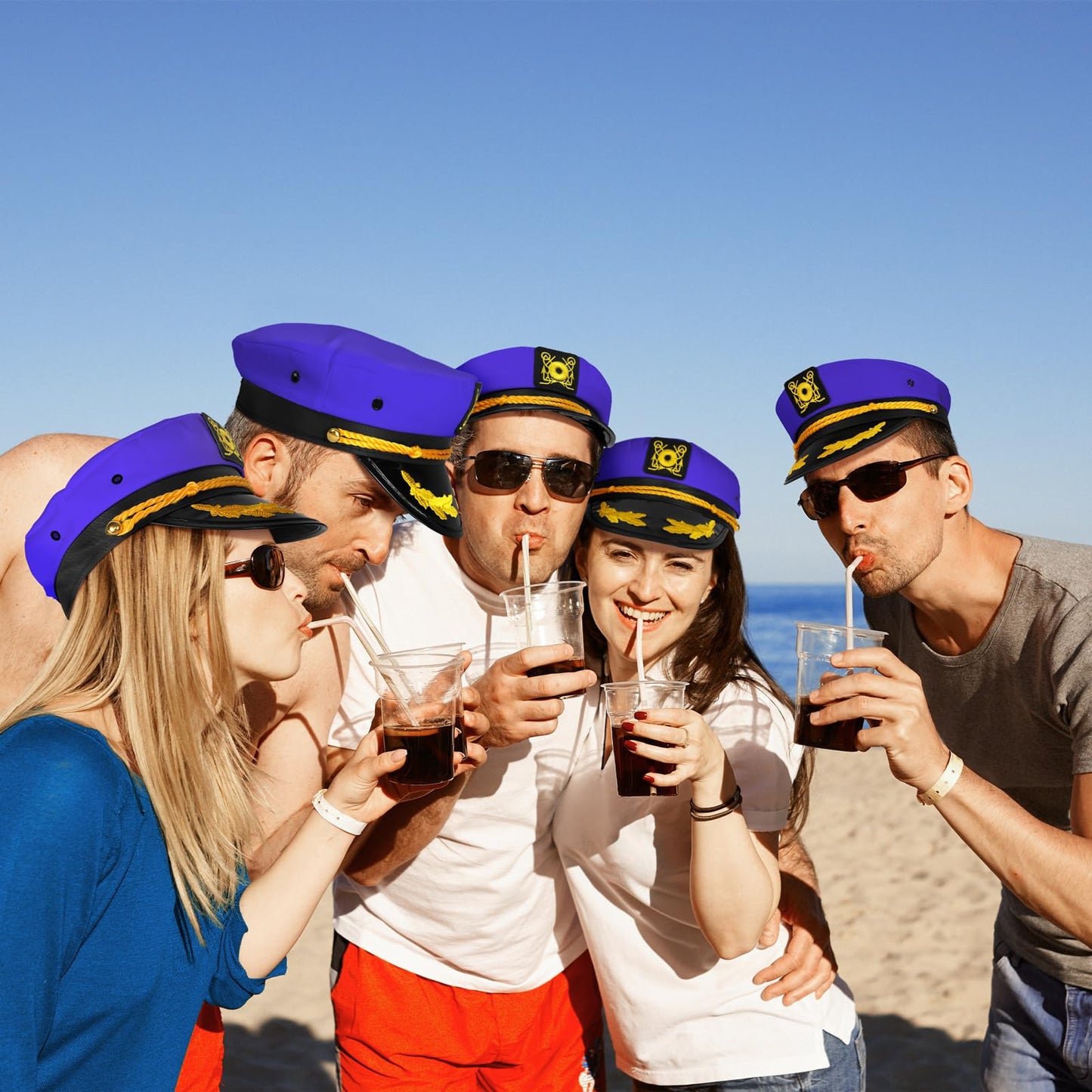 dodowin Captain Hat for Men Women Adjustable Sailor Hats Boat Cruise Yacht Rock Party Costume Beach Essential Hawaiian Outfit