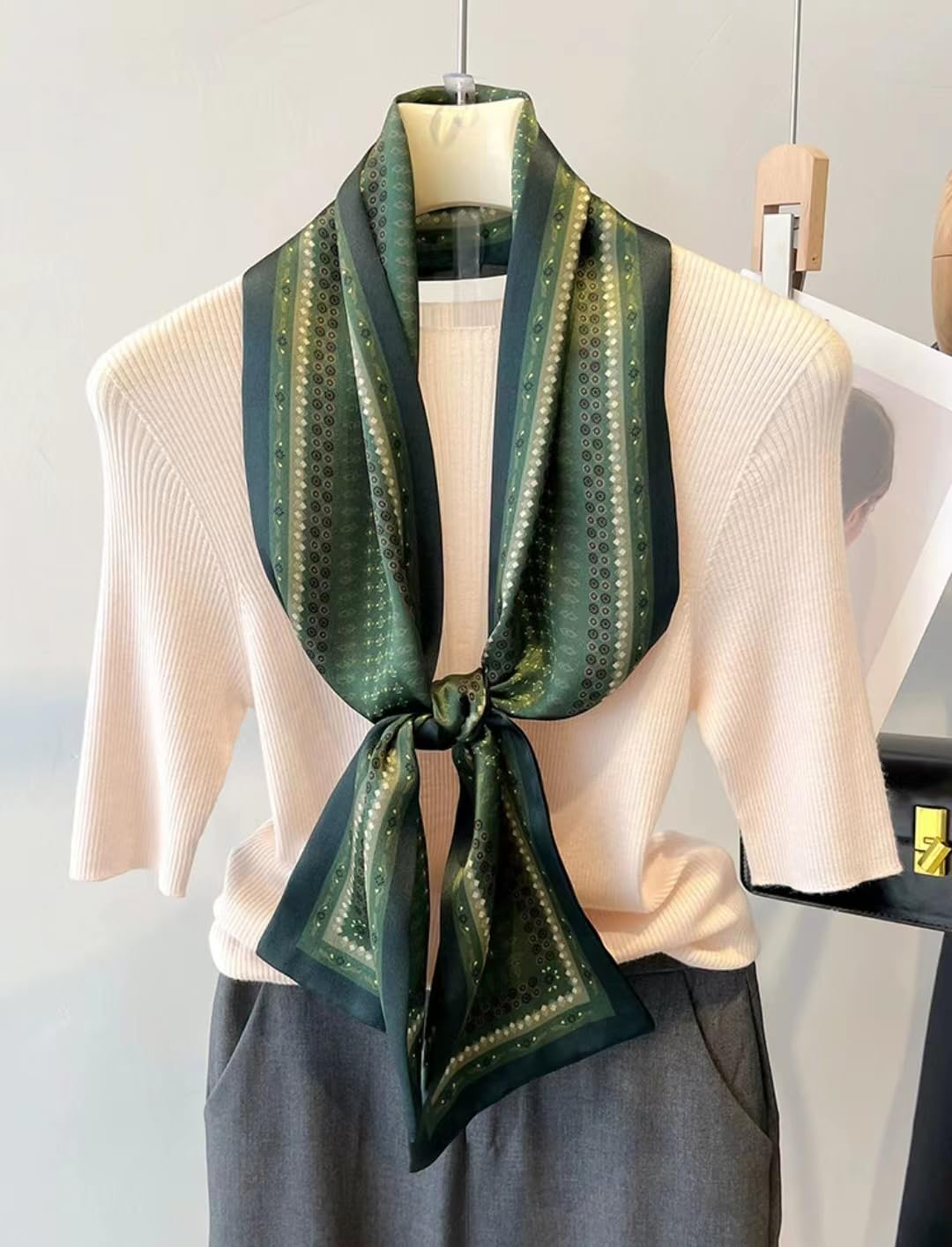 ANDANTINO 100% Silk Scarf for Women 59”*6.3” Long Shawls for Headscarf and Neck- Oblong Hair Wraps with Gift Packed