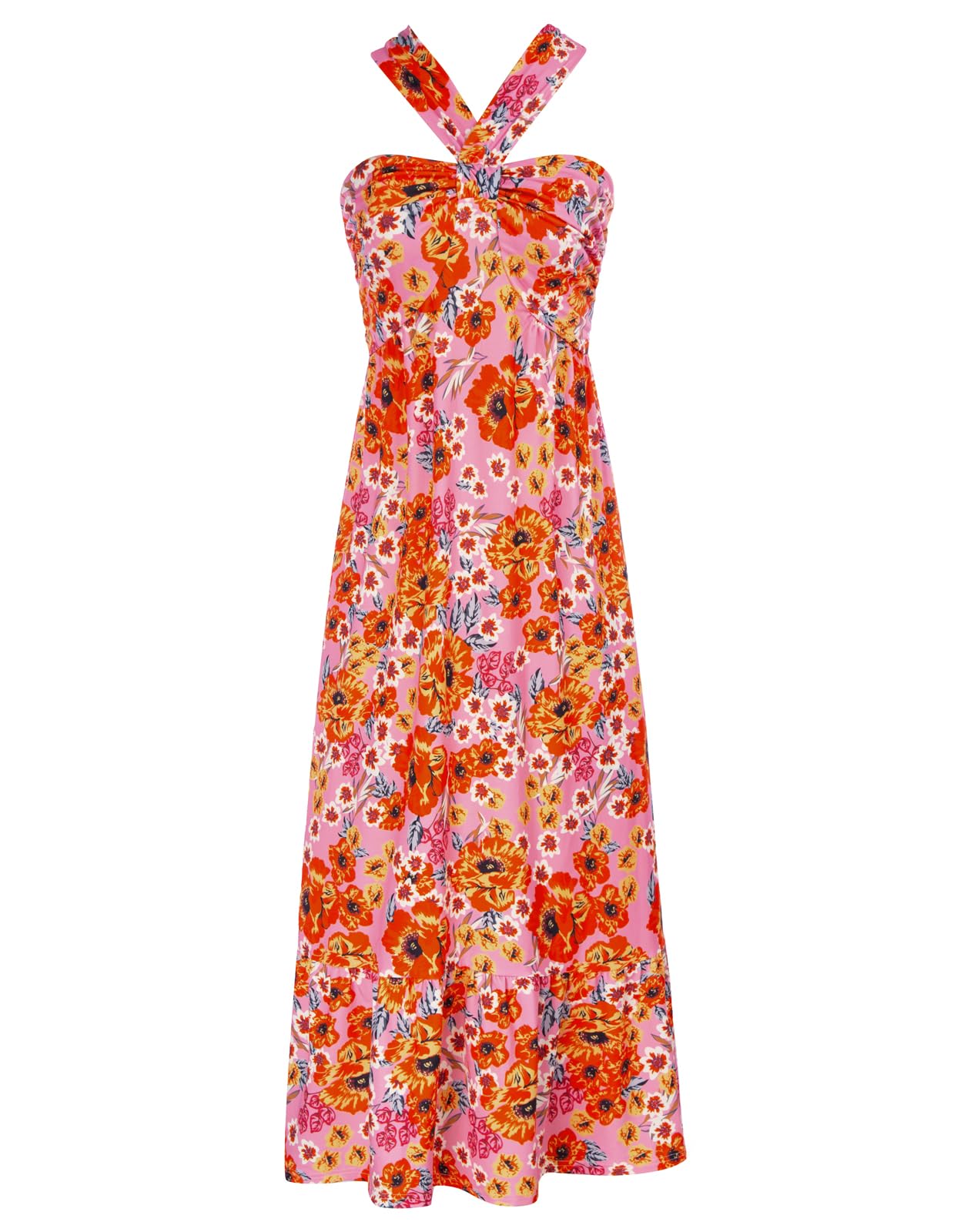 GRACE KARIN 2025 Women's Criss Cross Halterneck Sleeveless Summer Floral Print Flowy A Line Maxi Dress