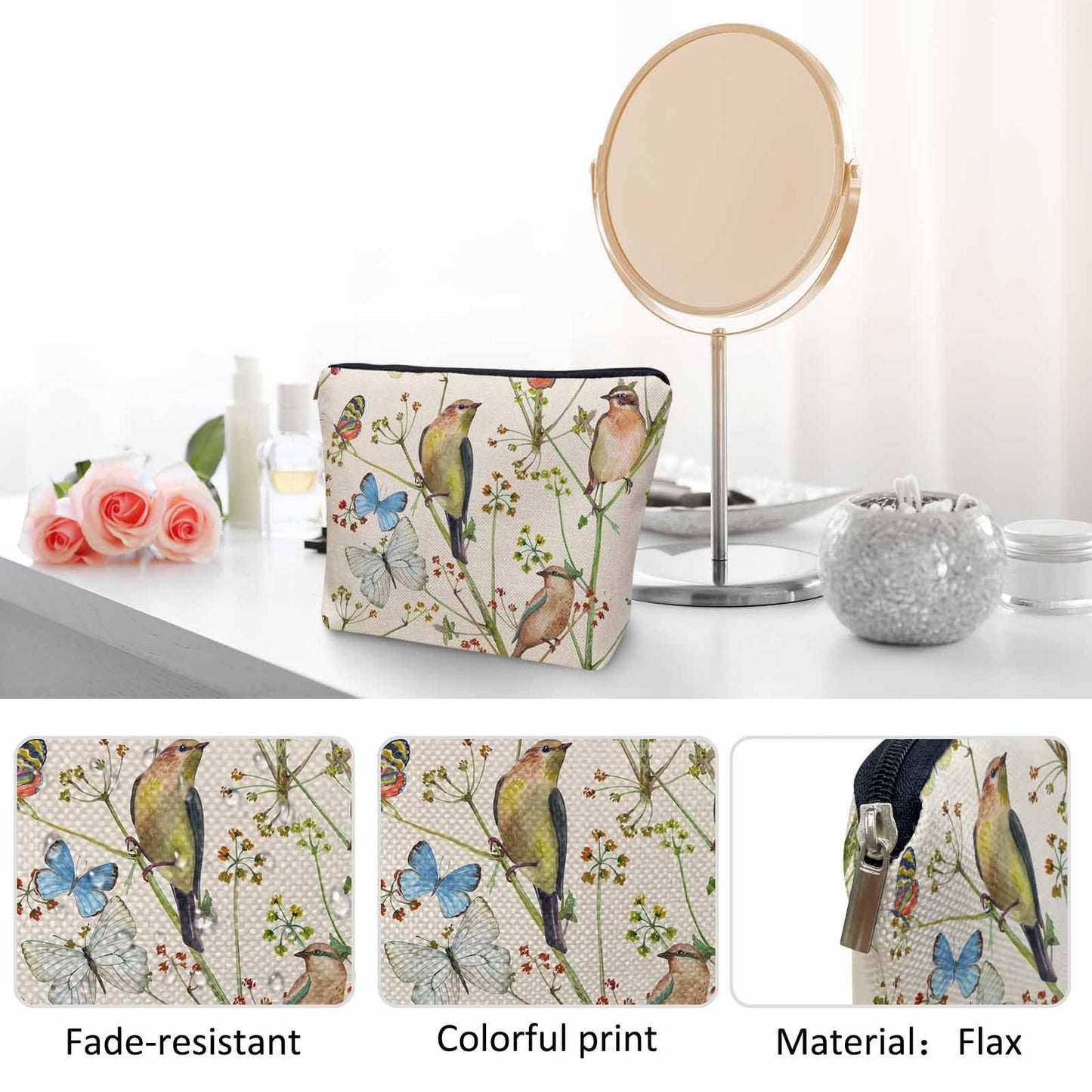 Lobster Cosmetic Travel Bag For Toiletries, Cartoon Lobster Ocean Sea Wave Makeup Bag Toiletry Bags For Women, Flax Cosmetic Bags Make Up Bag Purse Toiletries Bag Birthday Gift