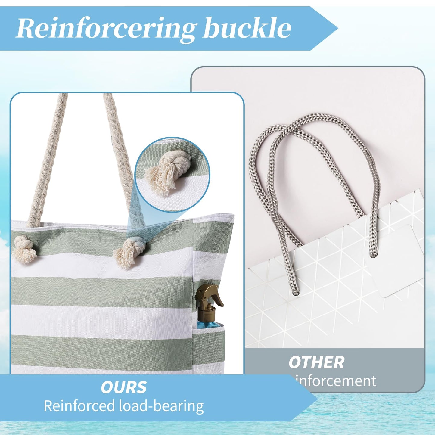 Beach Bags for Women - Large Beach Tote Bag, Women Sandproof Pool Bag for Pool Gym Grocery Travel