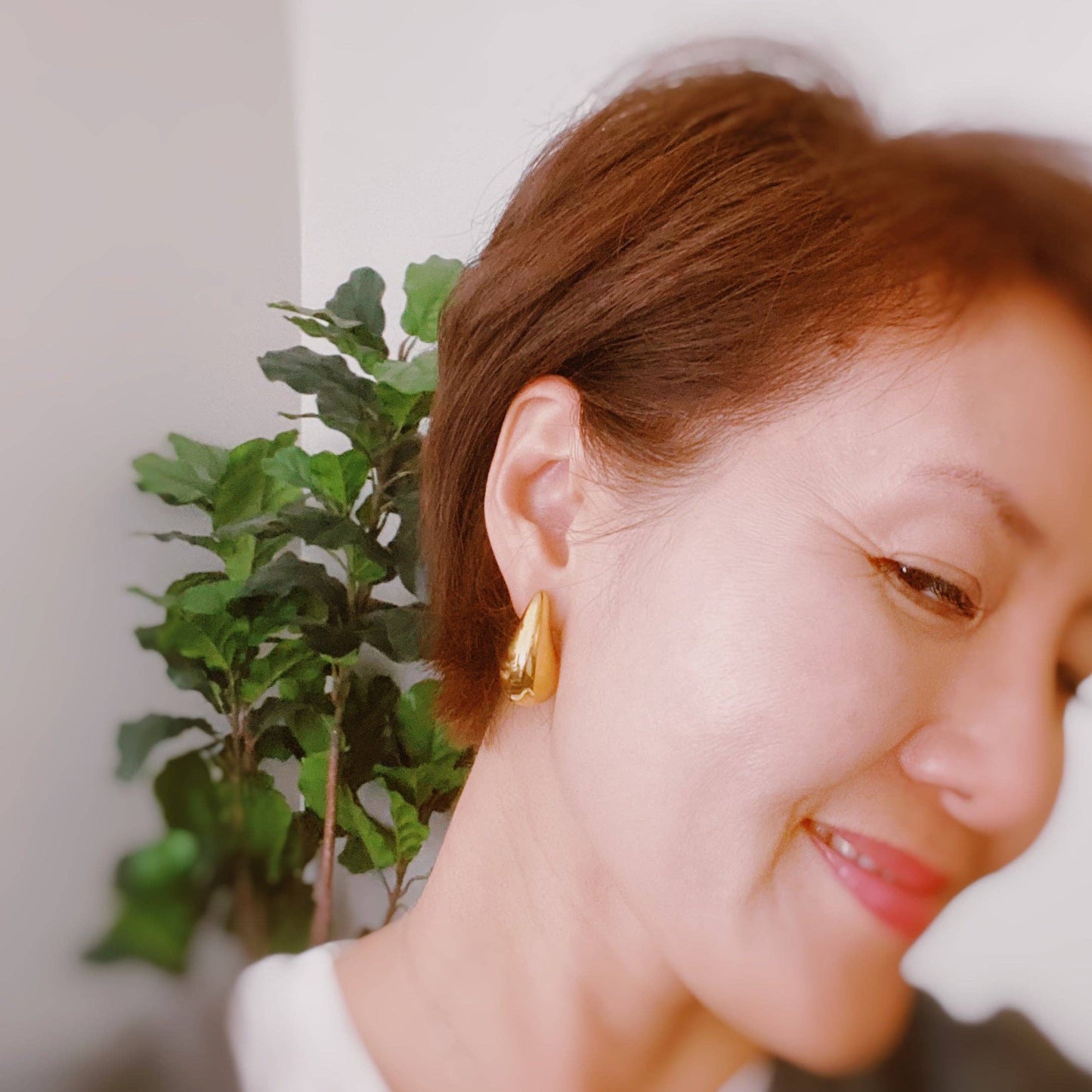 Ellison+Young - Statement Hollow Teardrop Stud Earrings: Gold