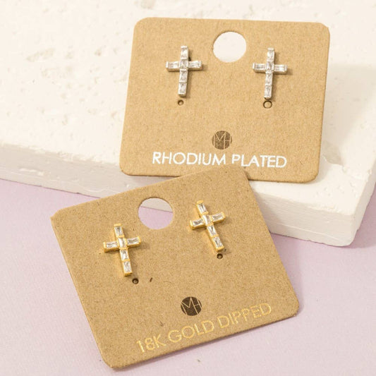 Fame Accessories - Mini Cross Stud Earrings: R