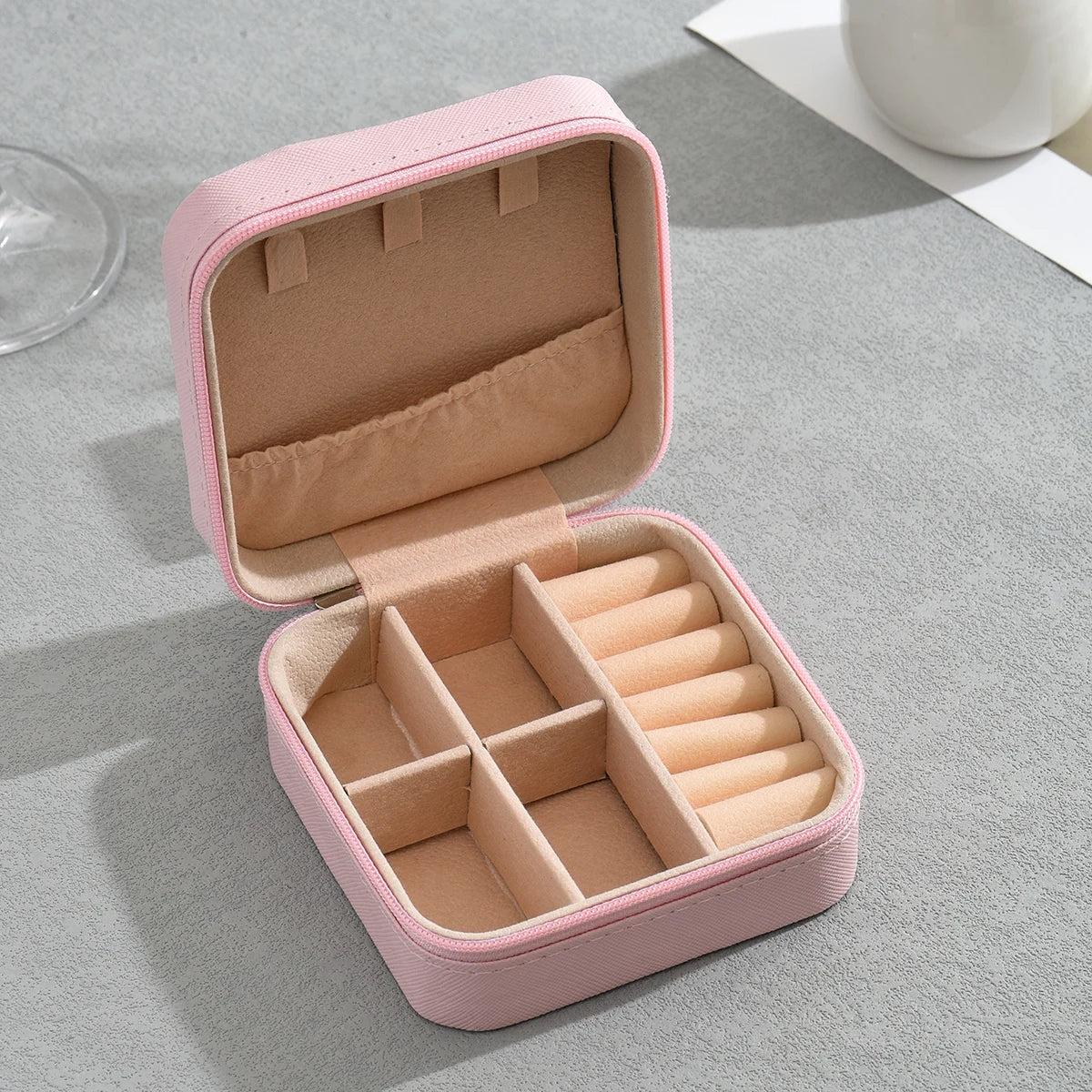 1pc Portable Jewelry Storage Box Home Travel Earrings Necklace Ring Jewelry Box Mini Layered Jewelry Display Case