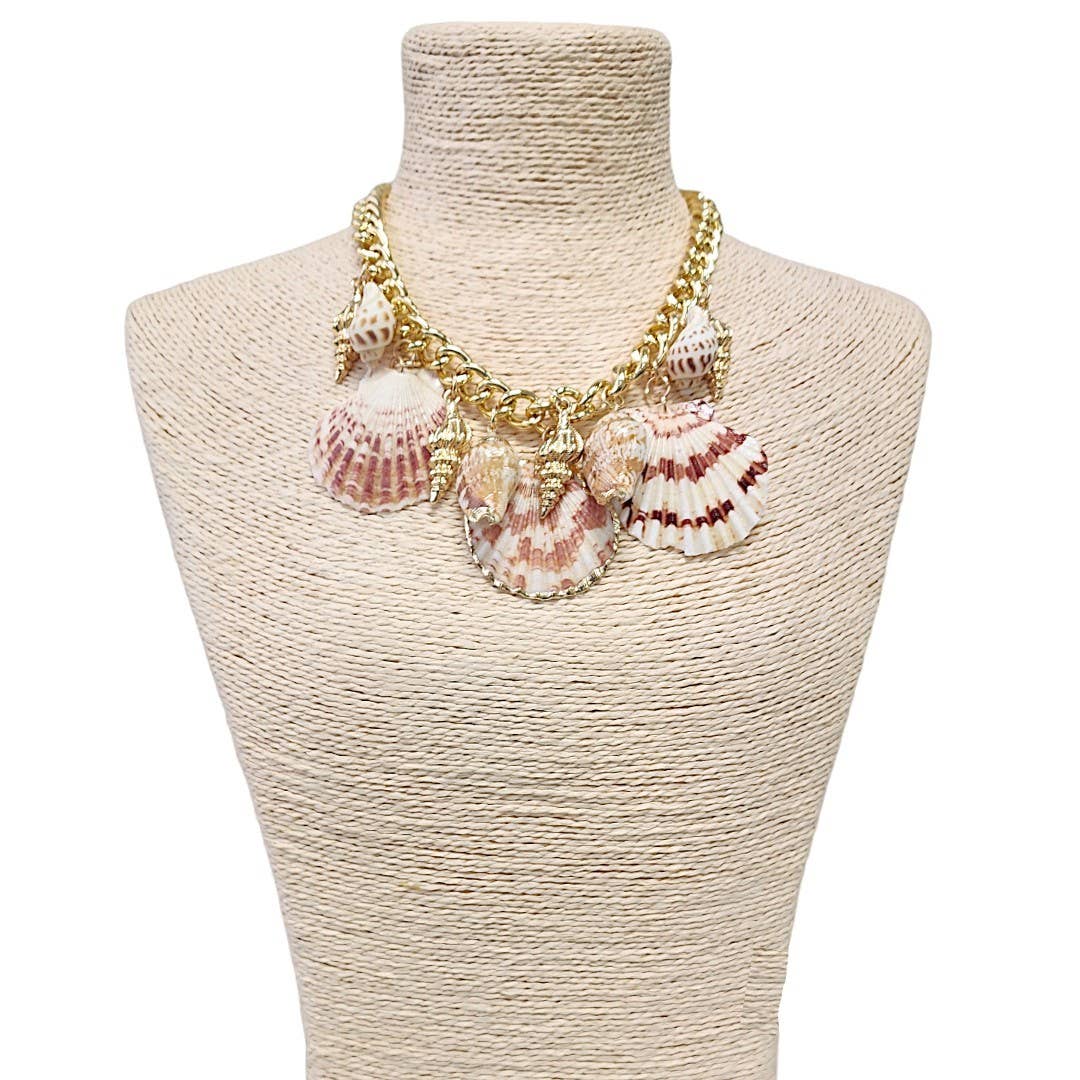 Bijoux Envie Designer Statement Jewelry - Seashell Necklace | Charm Necklace | Chain | Coastal | Beach