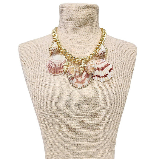 Bijoux Envie Designer Statement Jewelry - Seashell Necklace | Charm Necklace | Chain | Coastal | Beach