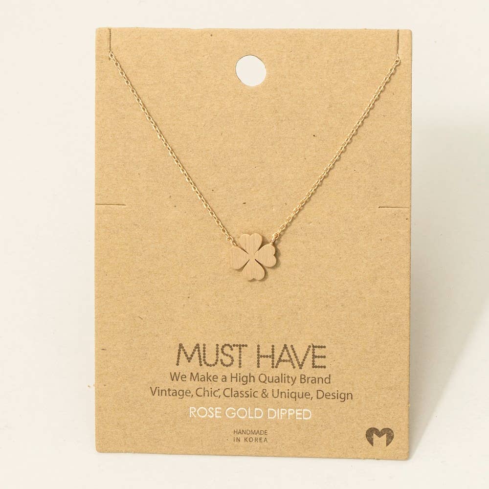 Fame Accessories - Mini Clover Pendant Necklace: G