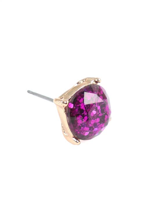MYS Wholesale Inc - Sparkling Glitter Epoxy Stud Earrings - Fashion and Elegance: Multicolor