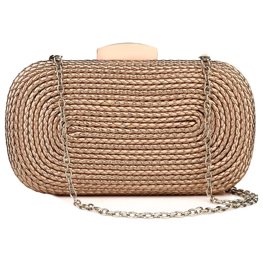 High Quality Brand Clutch Bag Women'S Gold Evening Bags Ladies Shoulder Crossbody Bag Straw Female Handbag Purse Sac a Main