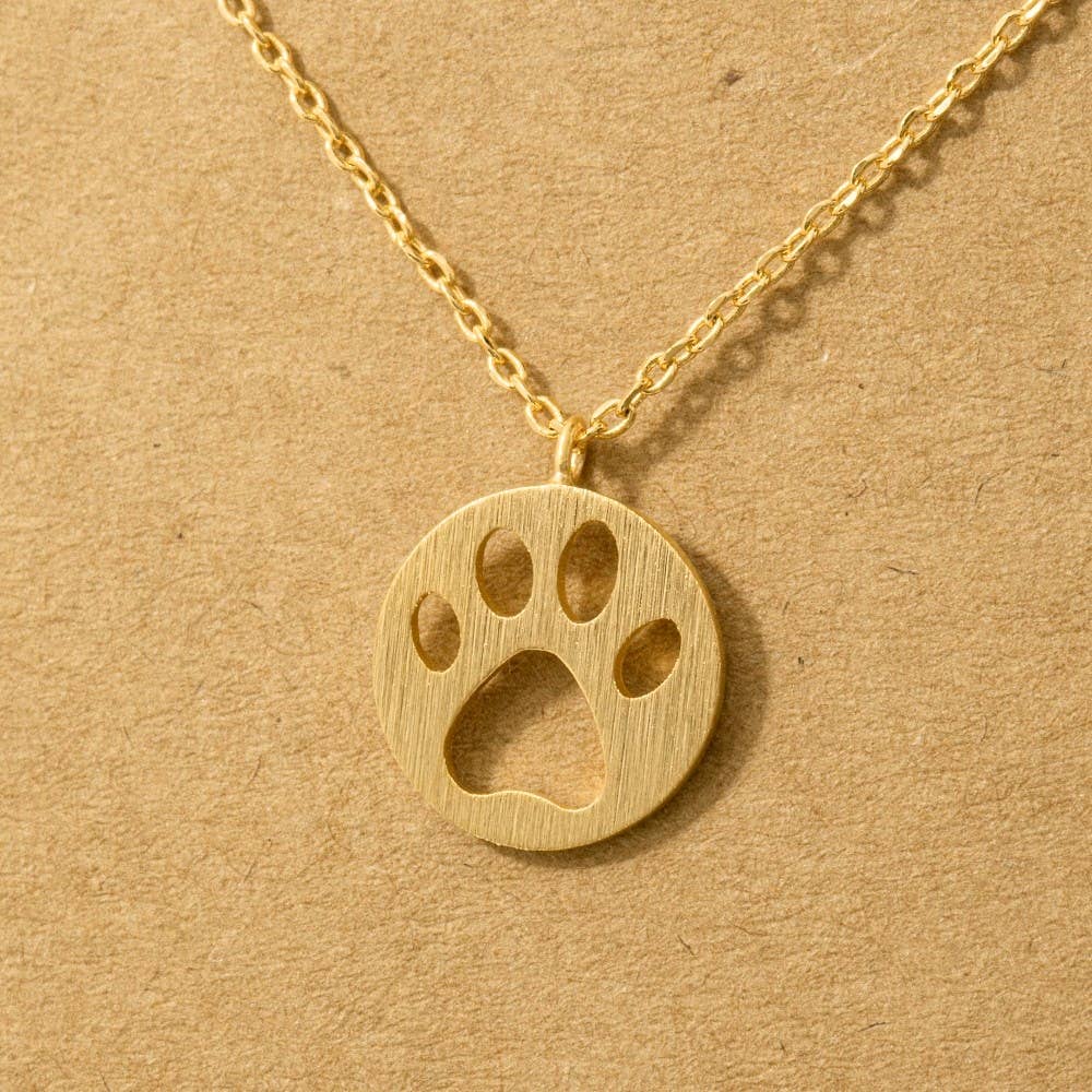 Fame Accessories - Paw Print Pendant Necklace: R