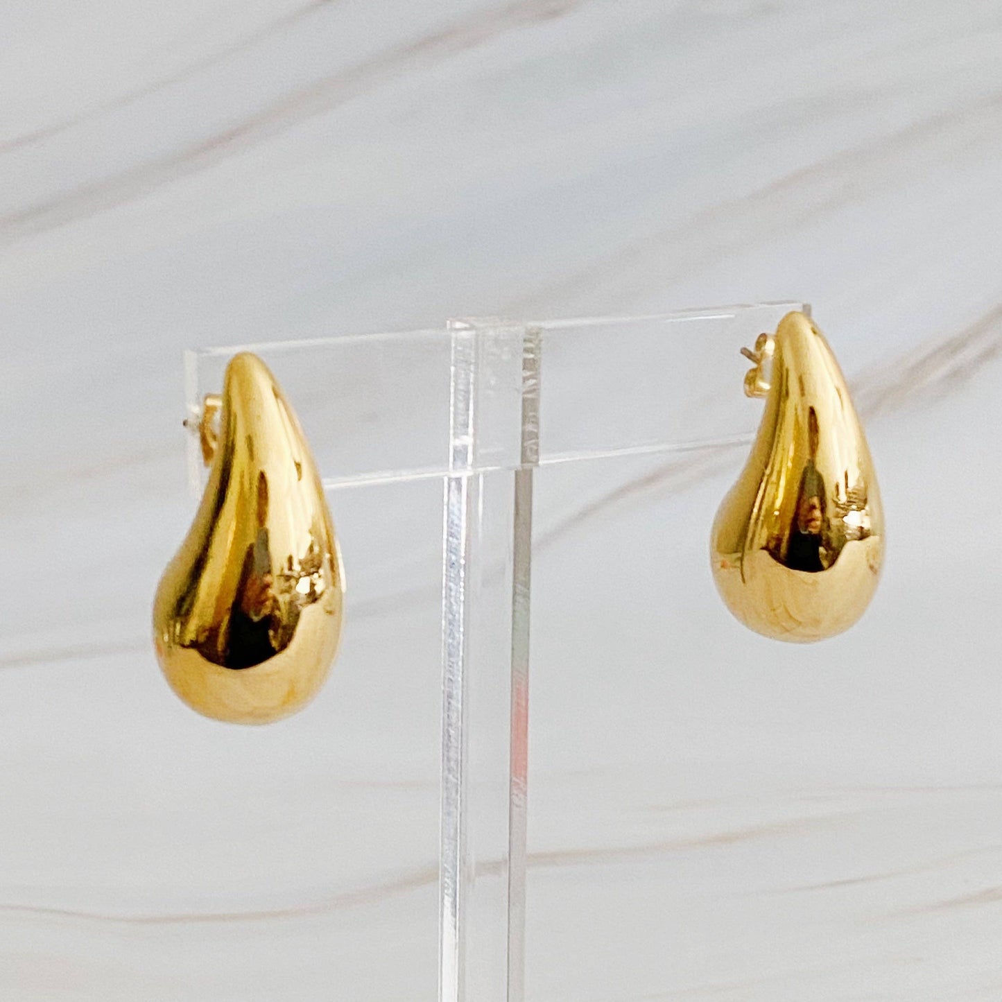 Ellison+Young - Statement Hollow Teardrop Stud Earrings: Gold