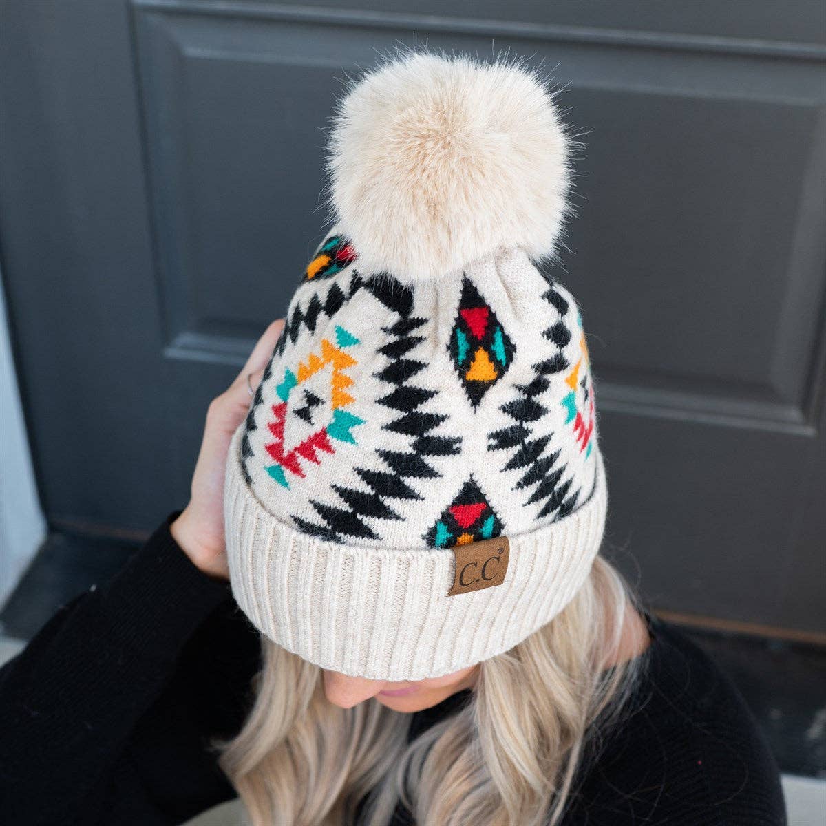 Truly Contagious - CC Southwest Print Beanie ( HAT-3001 ): White