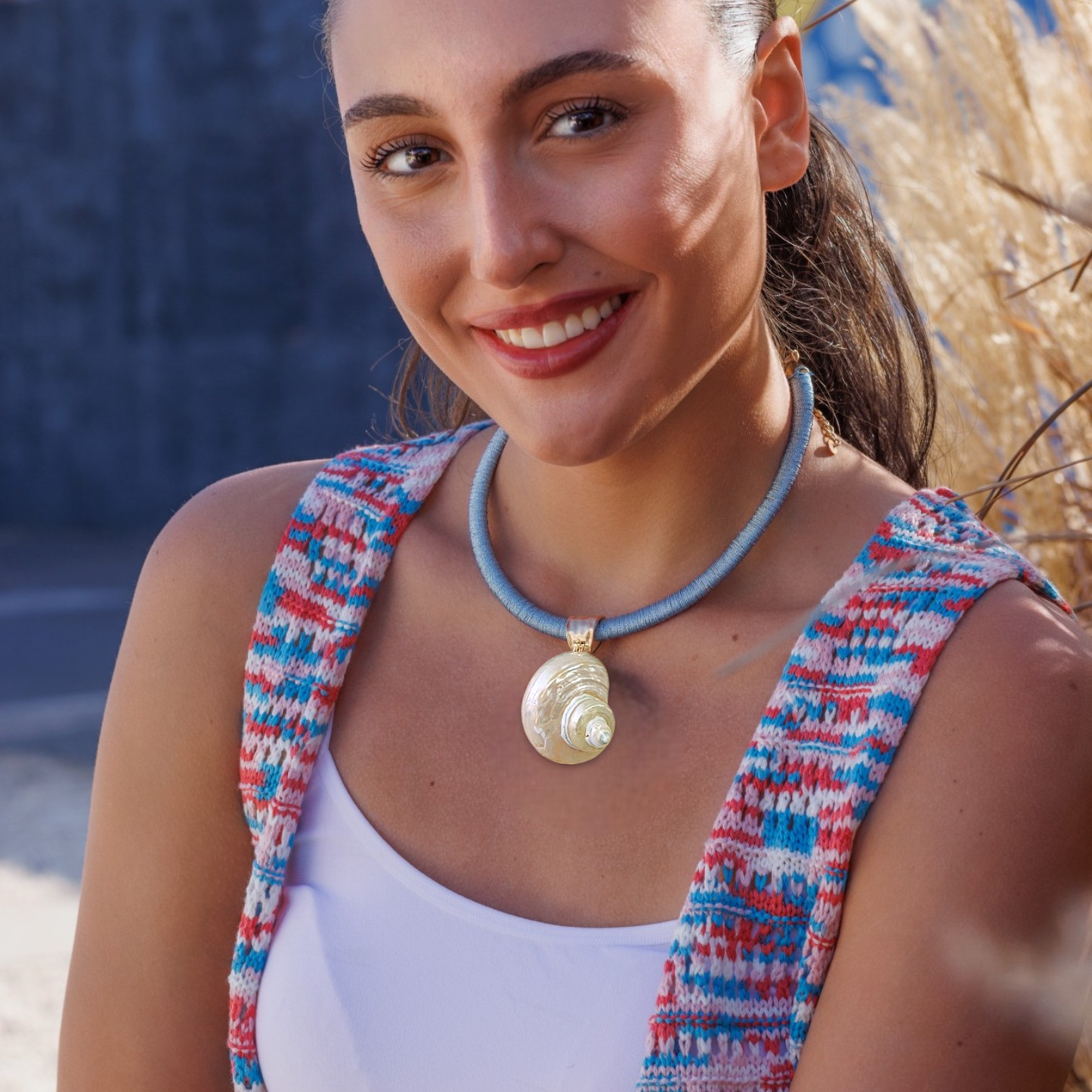 Bijoux Envie Statement Jewelry - Seashell Necklace | Pendant | Paracord | Blue | Boho | Beach