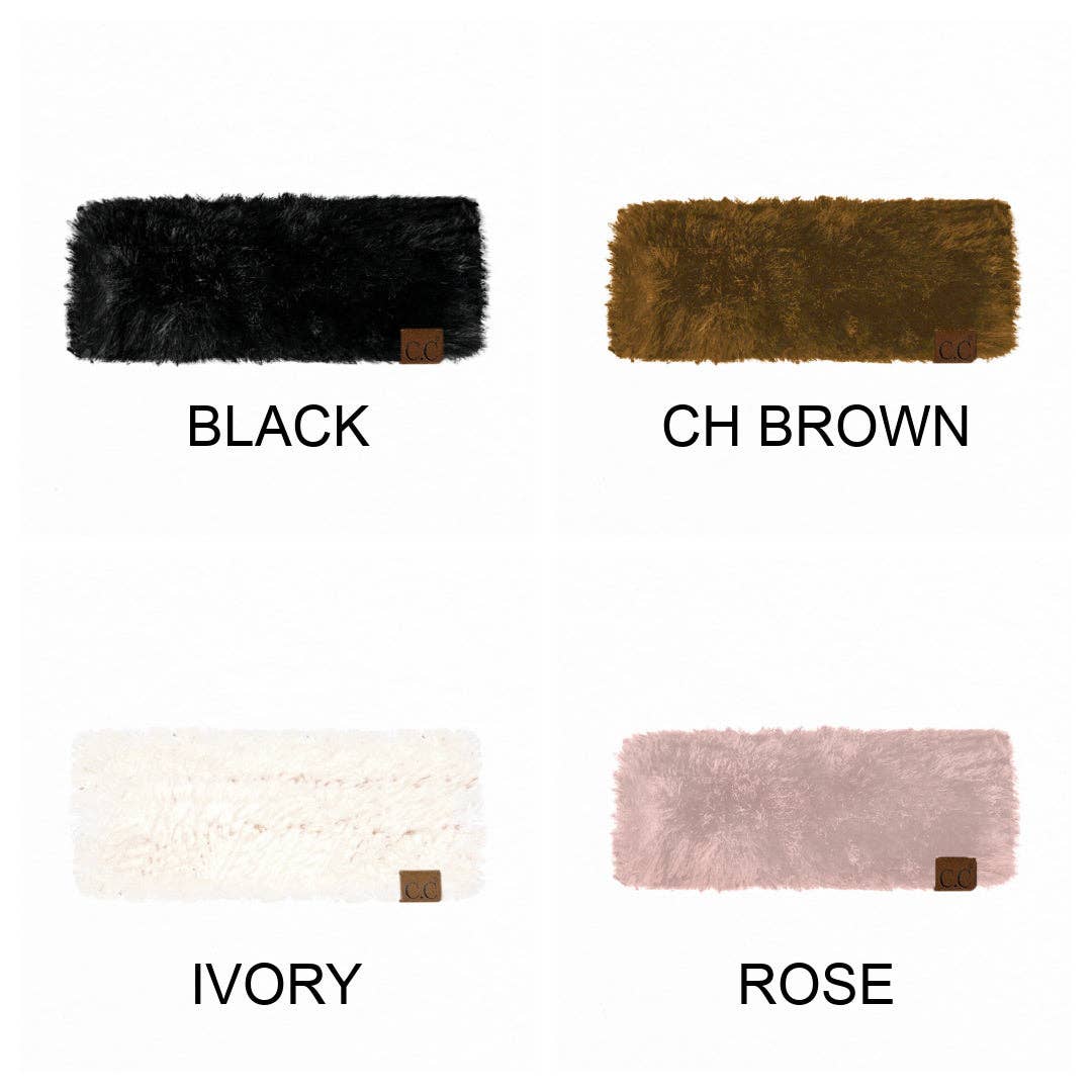 Truly Contagious - CC Newest Faux Fur Head Wrap ( HWE0004 ): Black