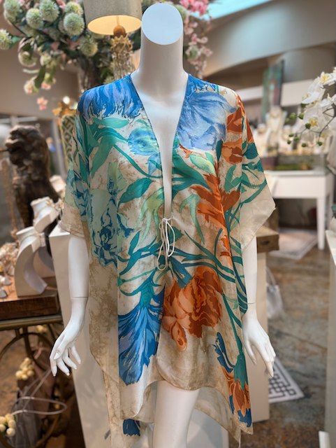 Pretty Persuasions - CP25013 Satin-Feel Kimono Ruana Beach Coverup w/String: 01 Pink