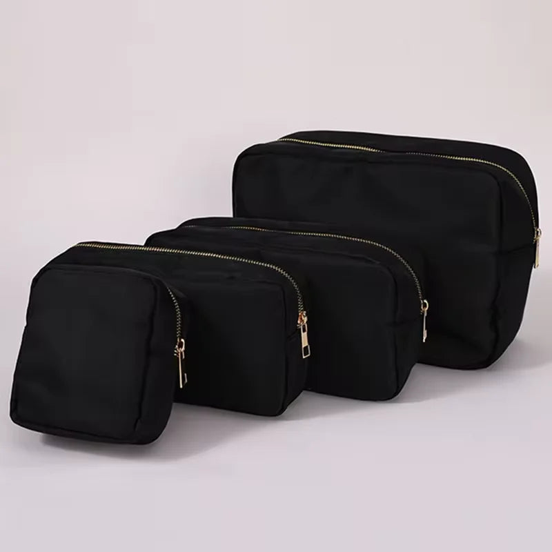 Candy Color DIY Personalized Embroidery Monogram Women Waterproof Toiletry Bag Travel Makeup Bag Nylon Cosmetic Pouch