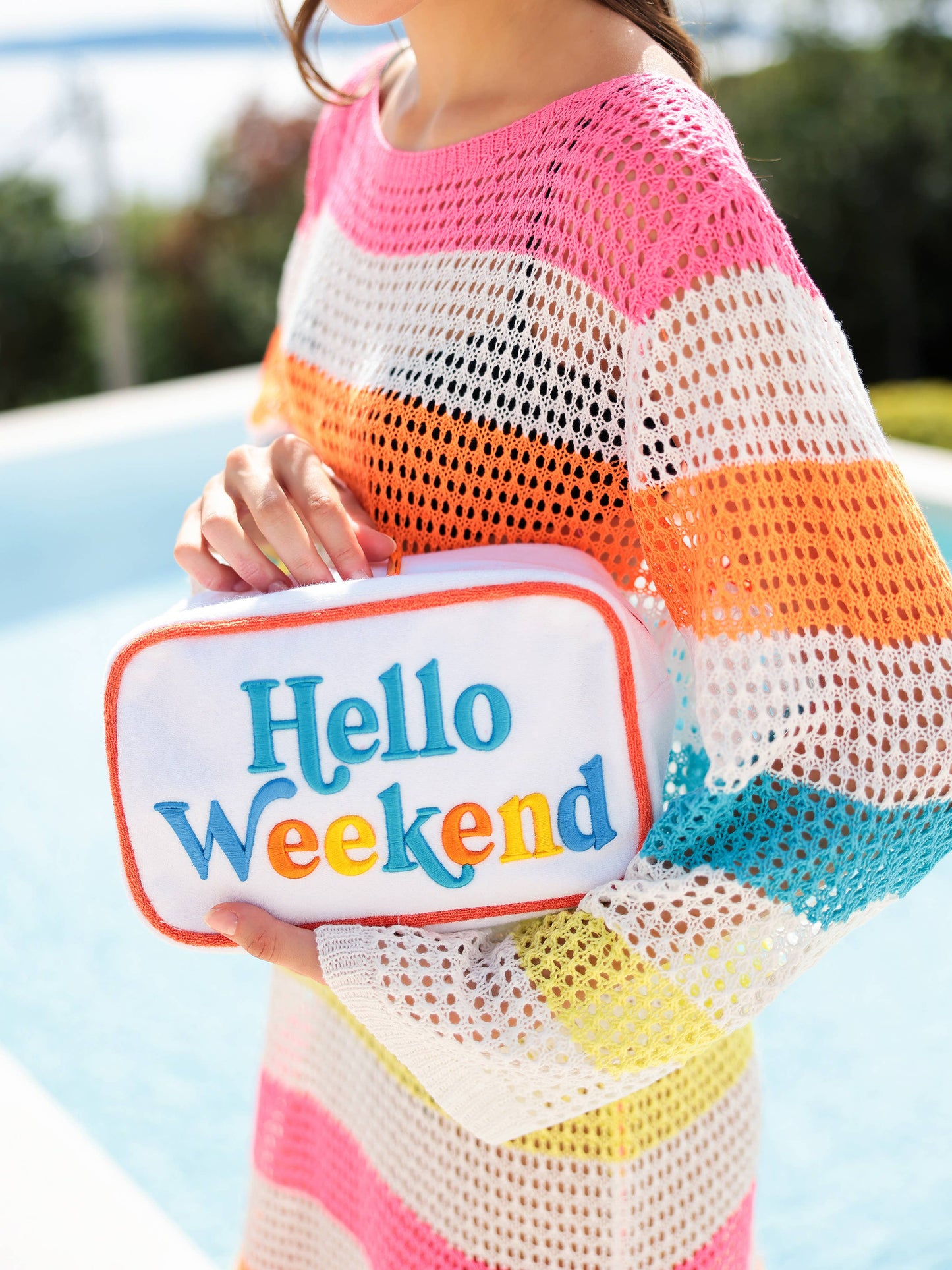 Shiraleah - CABANA "HELLO WEEKEND" MEDIUM ZIP POUCH