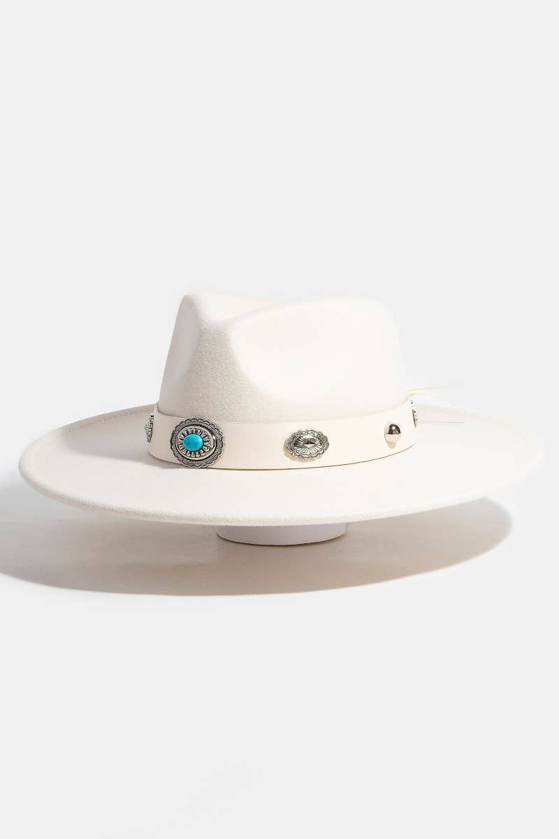 Collections by Fame Accessories - Boho Disc Strap Western Cowboy Hat: IV