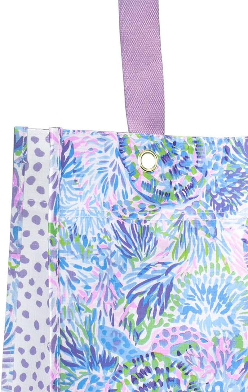 Purple/Blue Market Shopper Bag, Reusable Grocery Tote with Comfortable Shoulder Straps, Shell of a Party