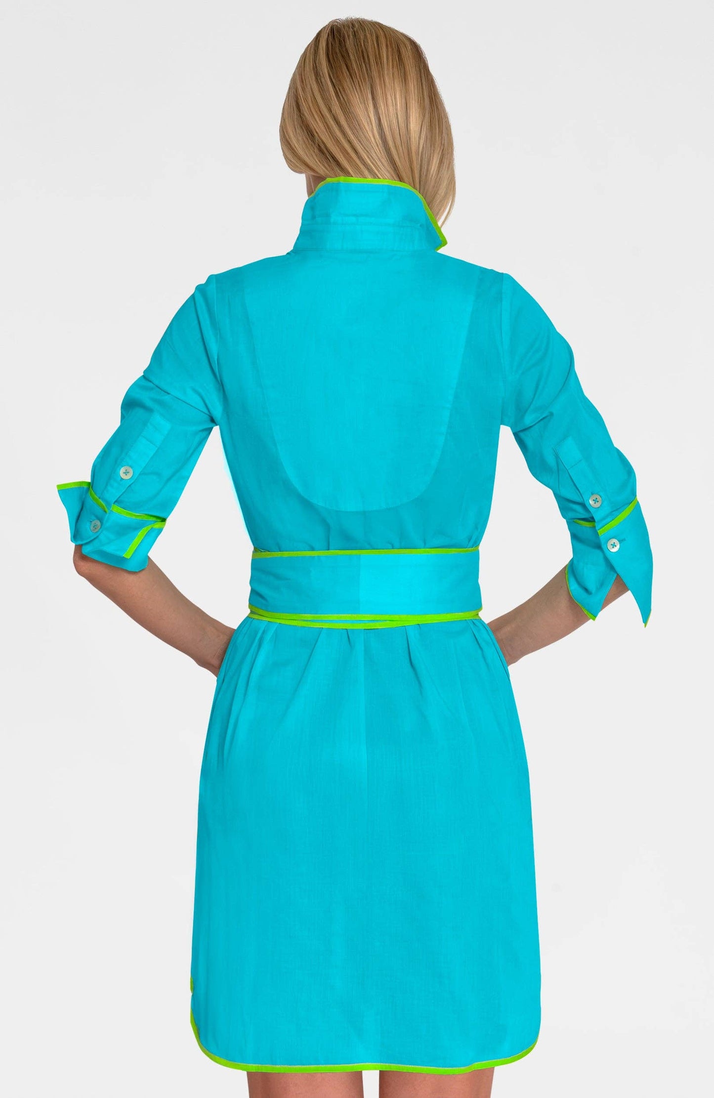 Gretchen Scott LLC - Shirt Tails Short Dress - Cotton: Turquoise / M