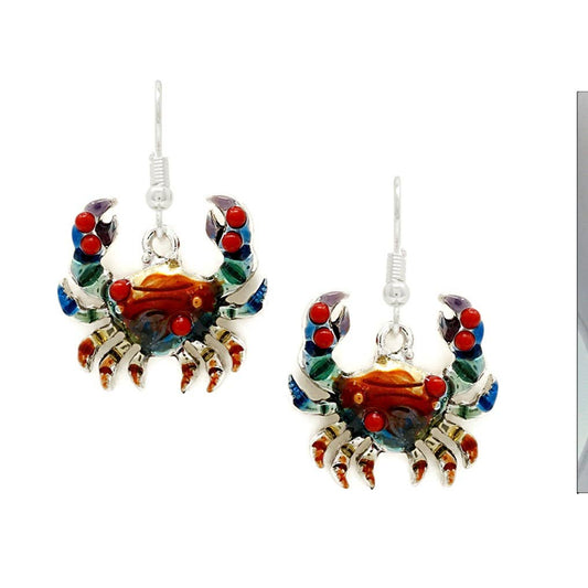 Pretty Persuasions - E25106 Epoxy Crab Sealife Dangle Earrings